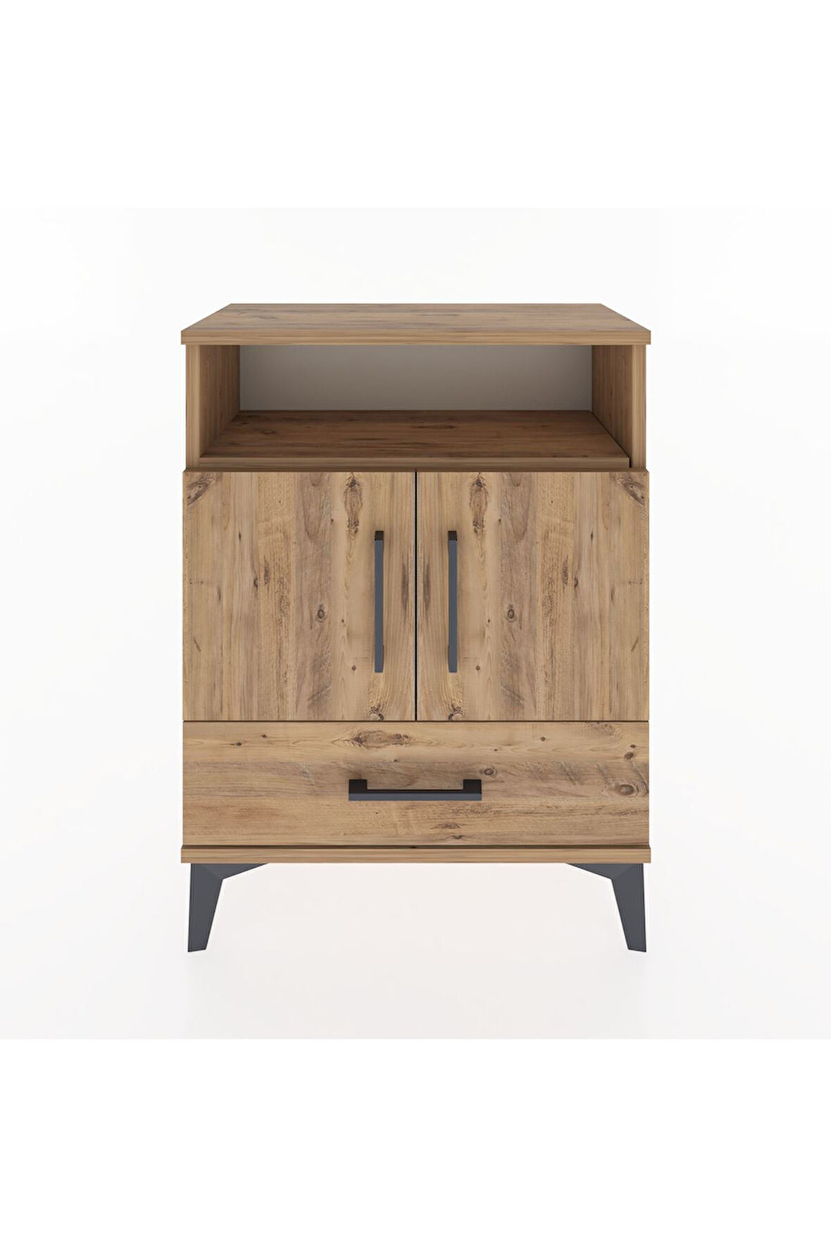 Arges Komodin 2 Raflı 2 Kapaklı 60x30x80 Çam-Çam
