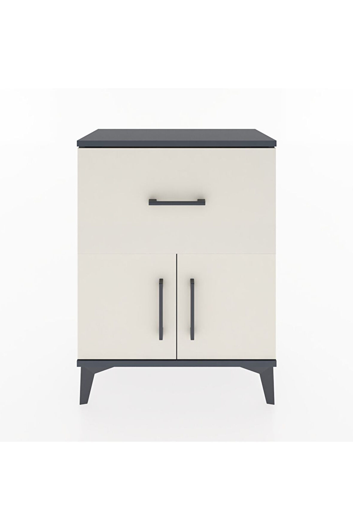 Arges Komodin 3 Raflı Tek Çekmeceli 2 Kapaklı 60x30x80 Antrasit-Aytaşı