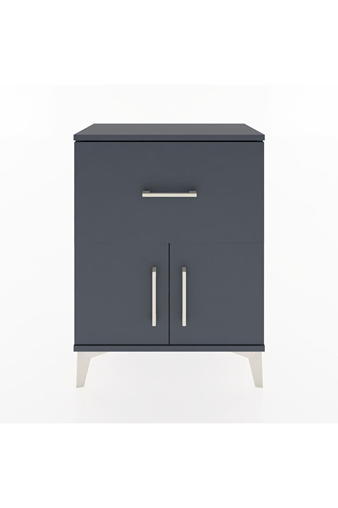 Arges Komodin 3 Raflı Tek Çekmeceli 2 Kapaklı 60x30x80 Antrasit-Antrasit