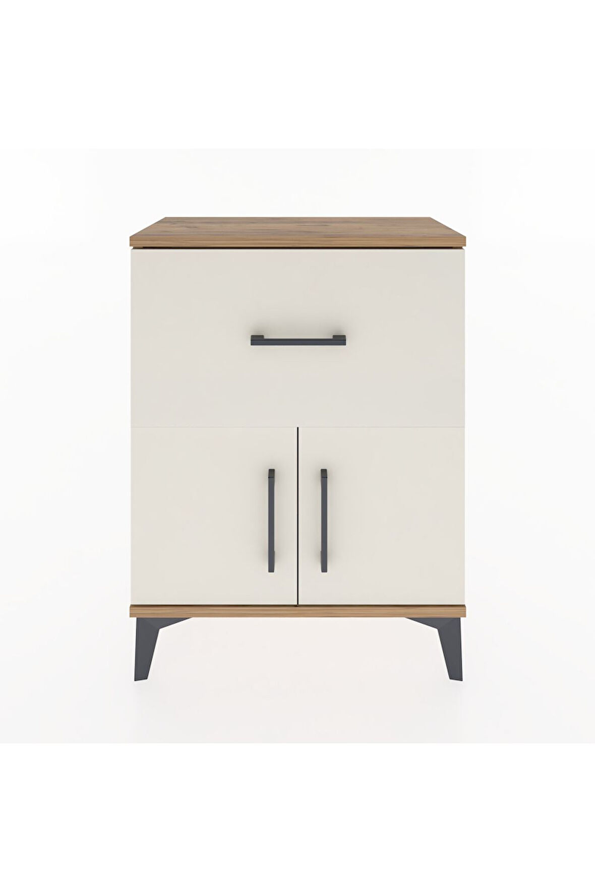 Arges Komodin 3 Raflı Tek Çekmeceli 2 Kapaklı 60x30x80 Çam-Aytaşı