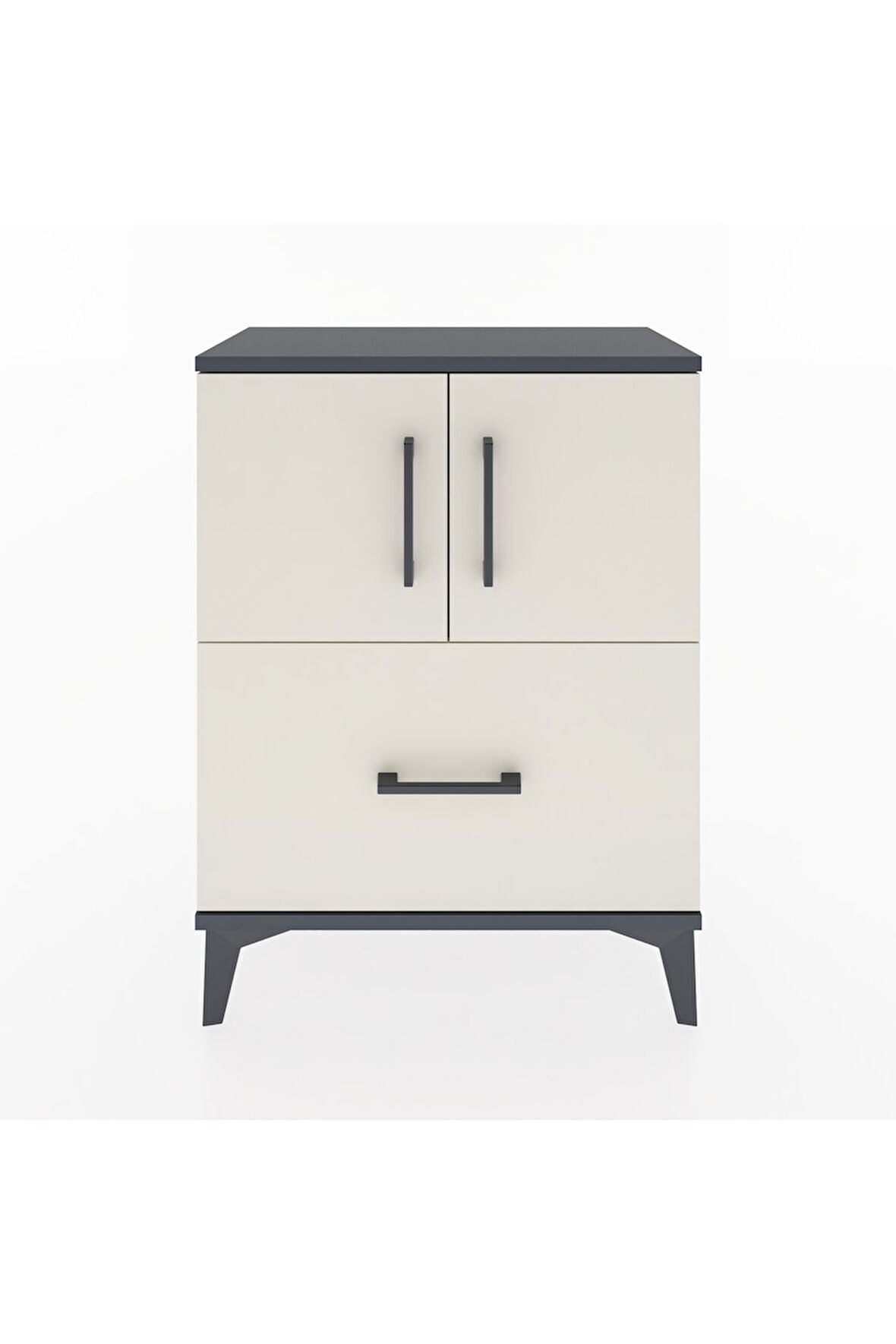 Arges Komodin Tek Raflı Tek Çekmeceli 2 Kapaklı 60x30x80 Antrasit-Aytaşı