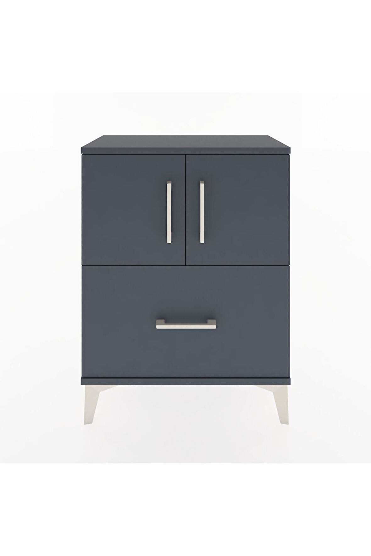 Arges Komodin Tek Raflı Tek Çekmeceli 2 Kapaklı 60x30x80 Antrasit-Antrasit