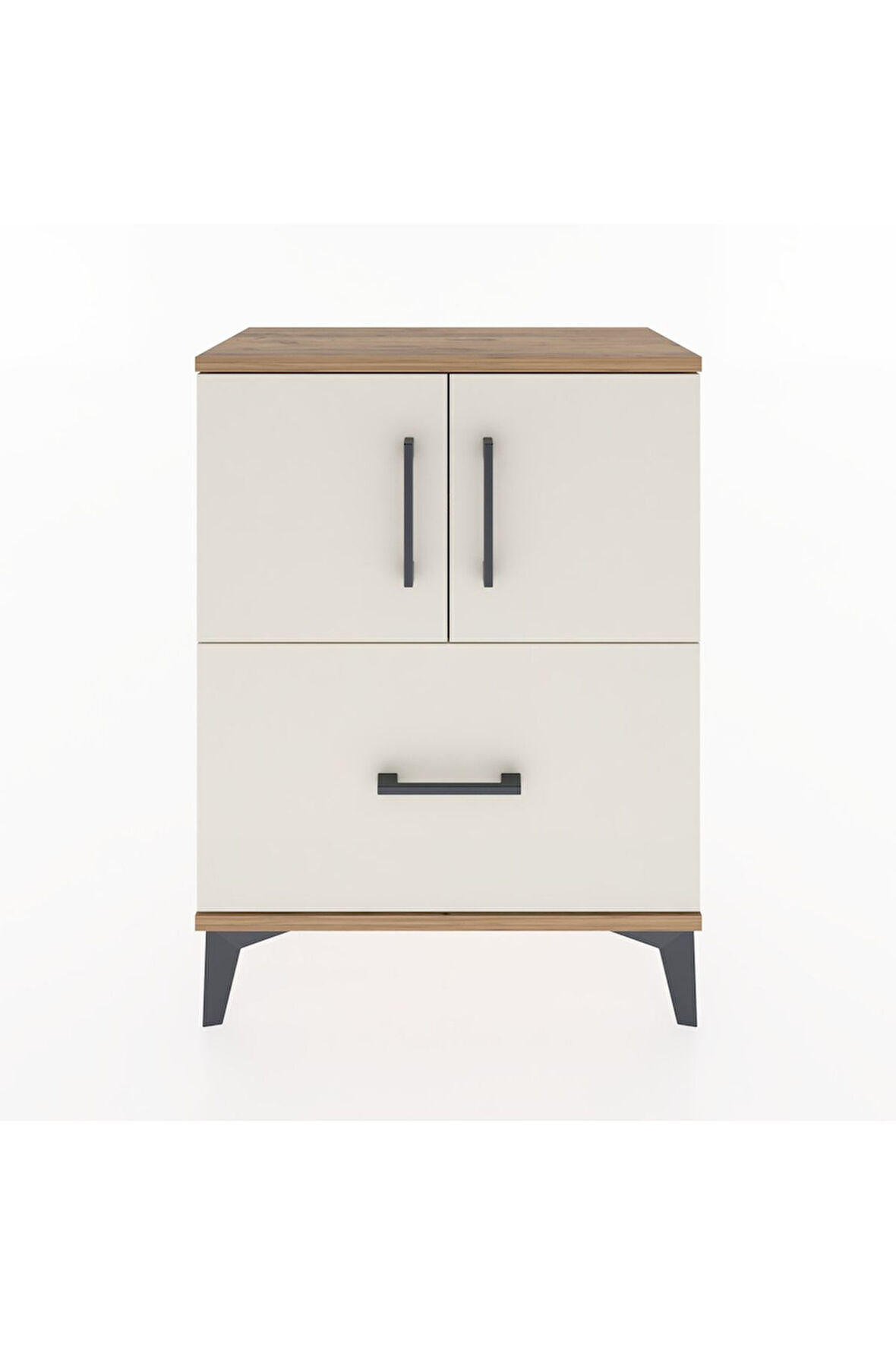 Arges Komodin Tek Raflı Tek Çekmeceli 2 Kapaklı 60x30x80 Çam-Aytaşı