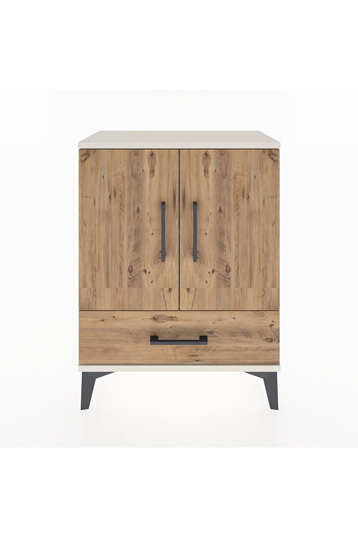 Arges Komodin 2 Raflı Tek Çekmeceli 2 Kapaklı 60x30x80 Aytaşı-Çam