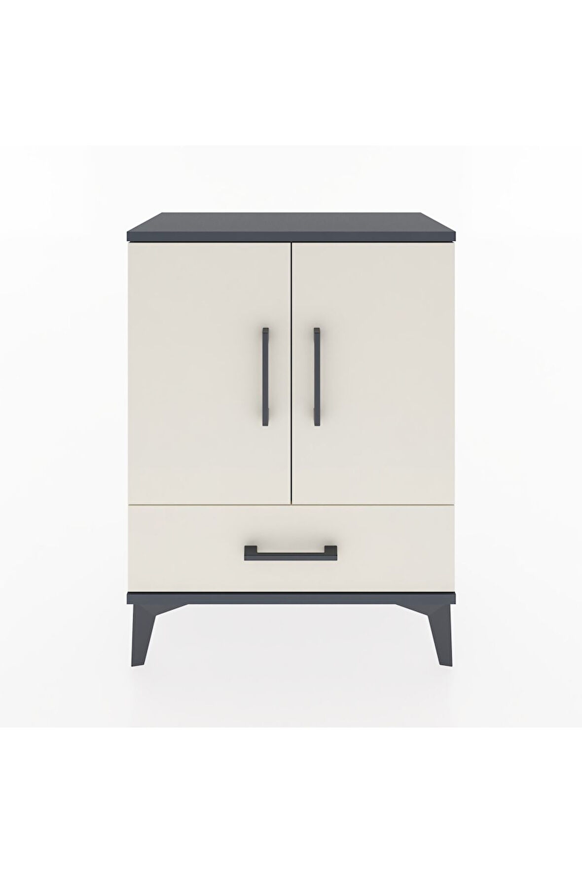 Arges Komodin 2 Raflı Tek Çekmeceli 2 Kapaklı 60x30x80 Antrasit-Aytaşı