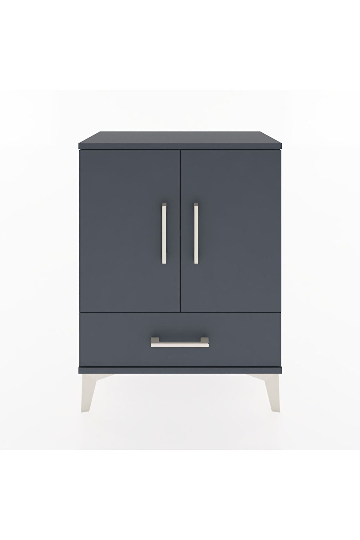 Arges Komodin 2 Raflı Tek Çekmeceli 2 Kapaklı 60x30x80 Antrasit-Antrasit