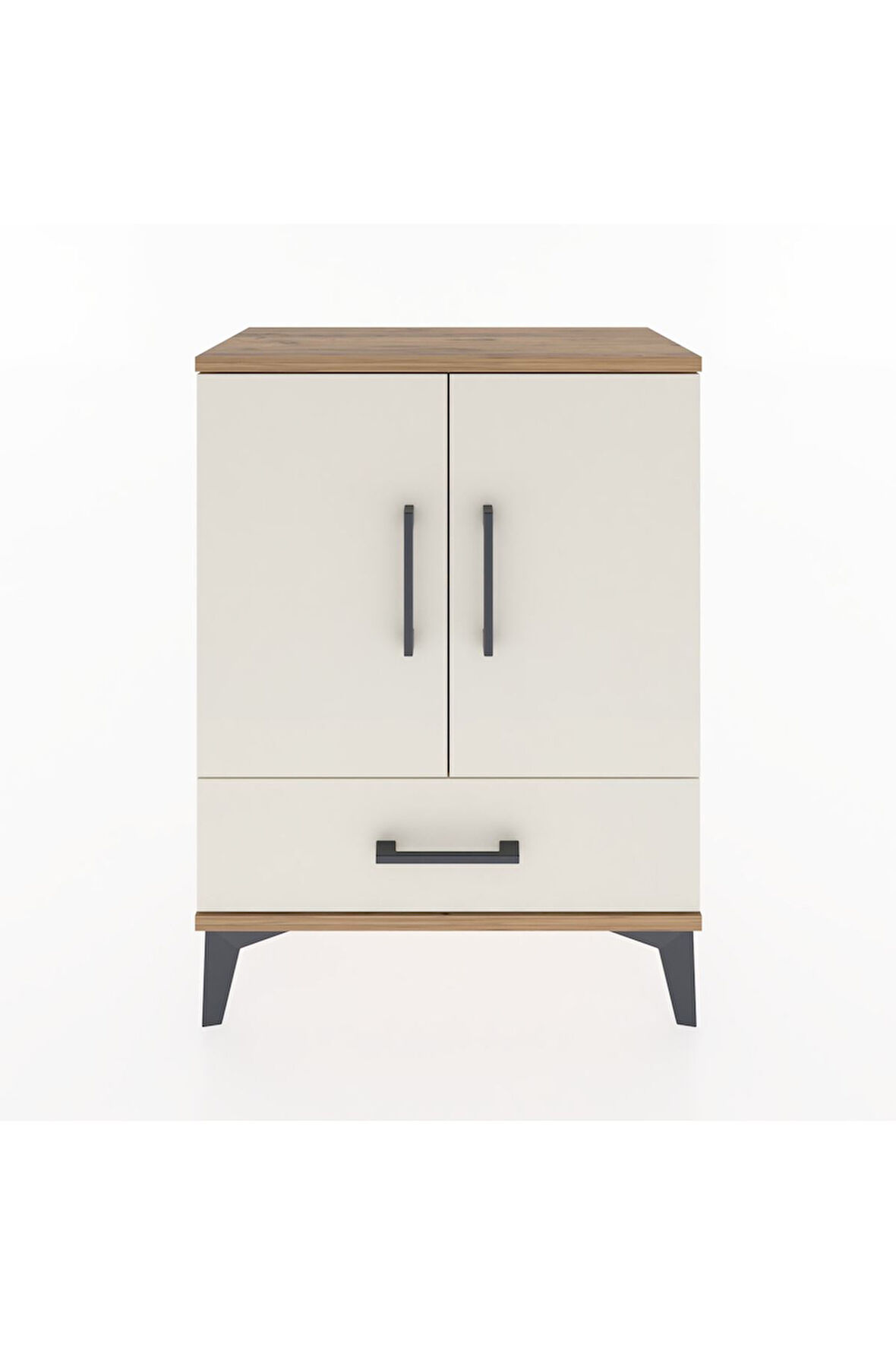 Arges Komodin 2 Raflı Tek Çekmeceli 2 Kapaklı 60x30x80 Çam-Aytaşı