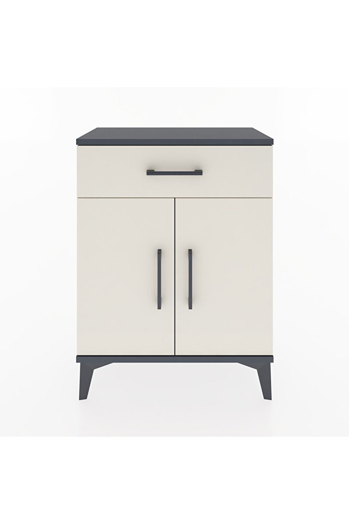 Arges Komodin 2 Raflı Tek Çekmeceli Tek Kapaklı 60x30x80 Antrasit-Aytaşı