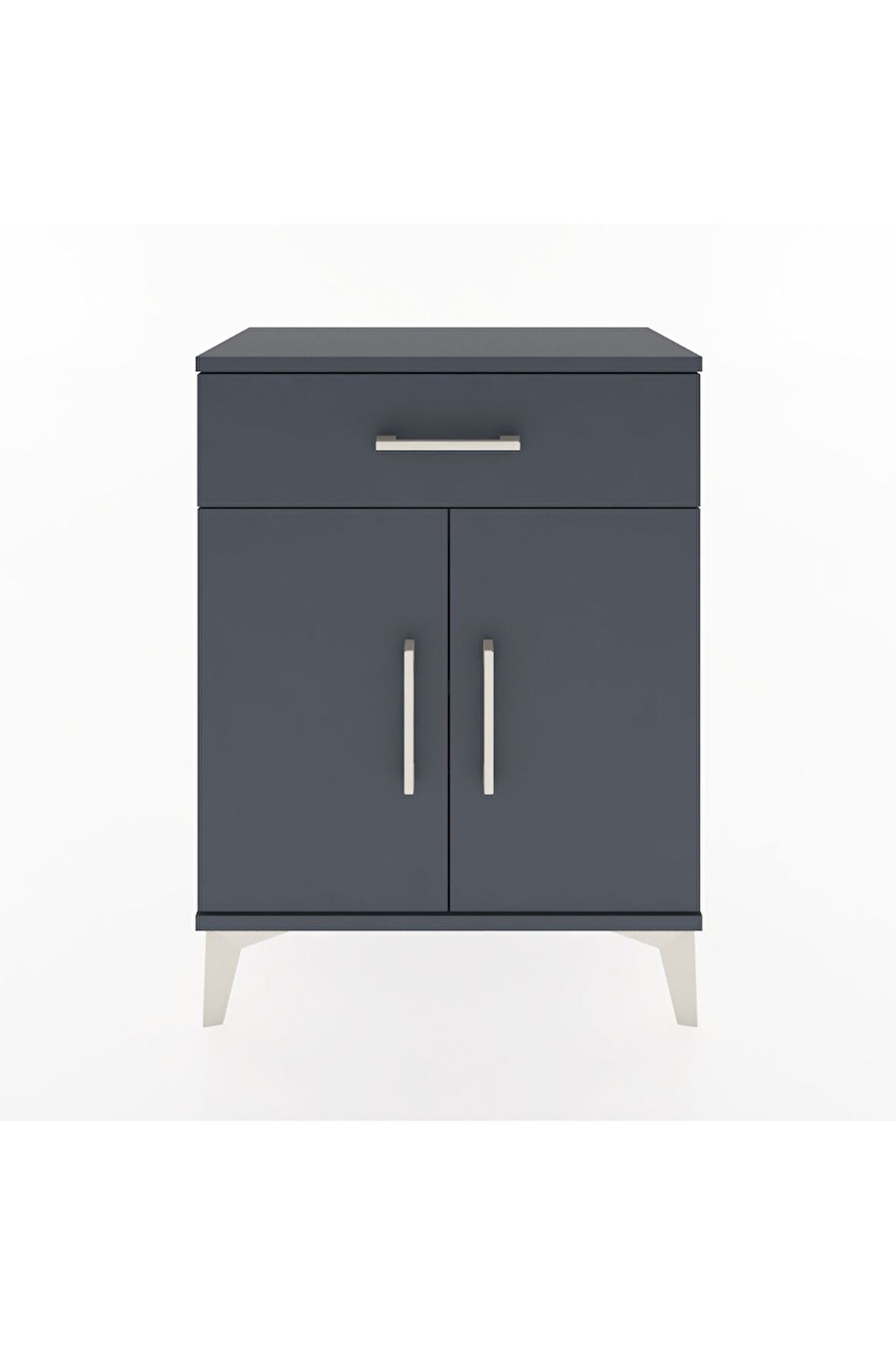 Arges Komodin 2 Raflı Tek Çekmeceli Tek Kapaklı 60x30x80 Antrasit-Antrasit