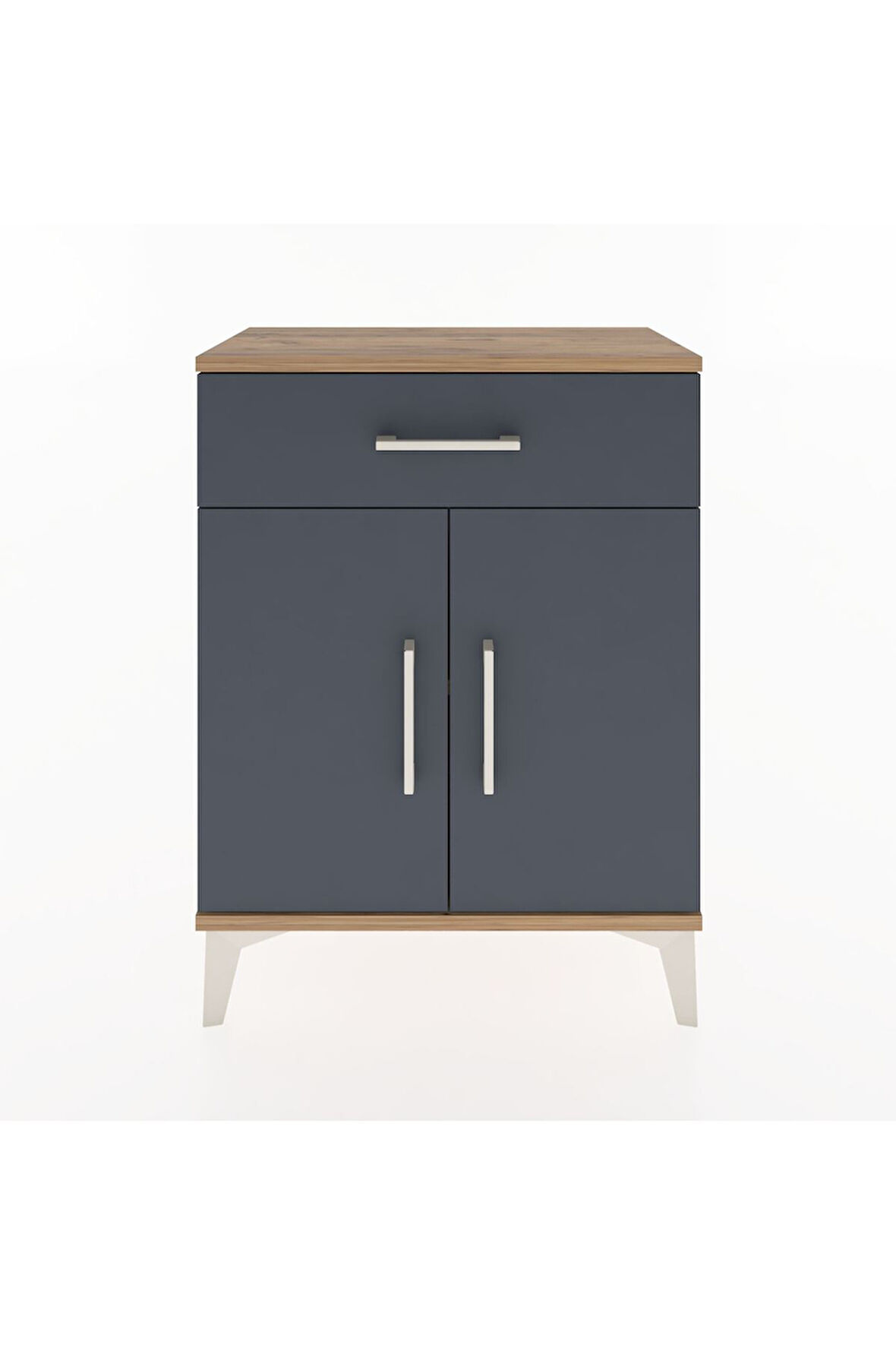 Arges Komodin 2 Raflı Tek Çekmeceli Tek Kapaklı 60x30x80 Çam-Antrasit