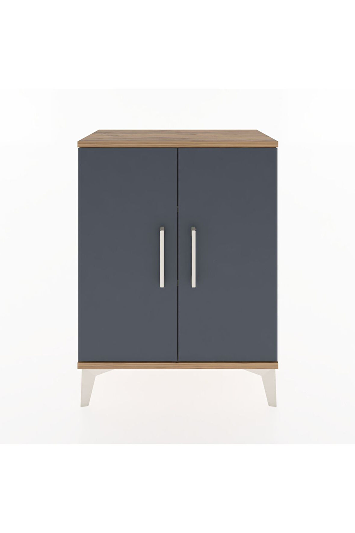 Arges Komodin Tek Raflı Tek Çekmeceli 2 Kapaklı 60x30x80 Çam-Antrasit