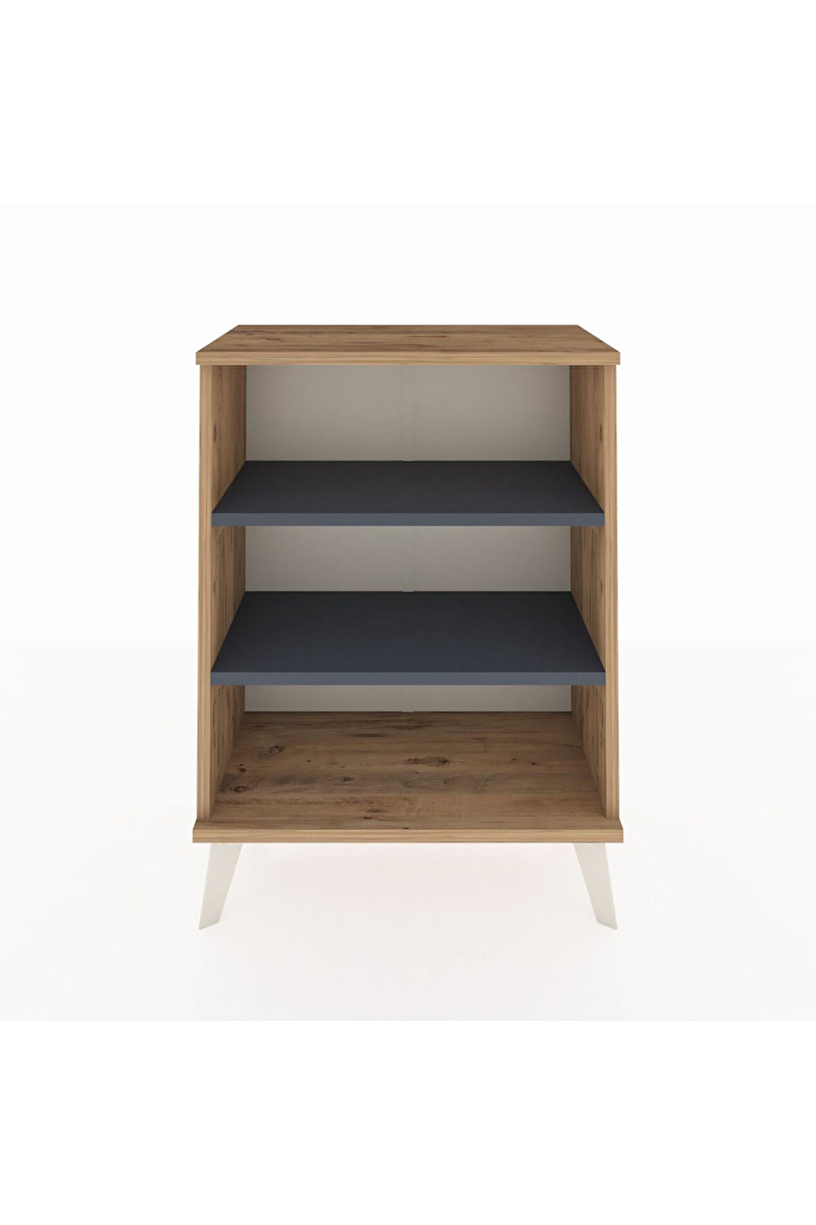 Arges Komodin 2 Raflı 2 Kapaklı 60x30x80 Çam-Antrasit