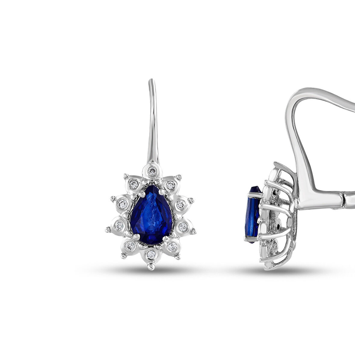 0.08 Karat Safir Taşlı Pırlanta Küpe