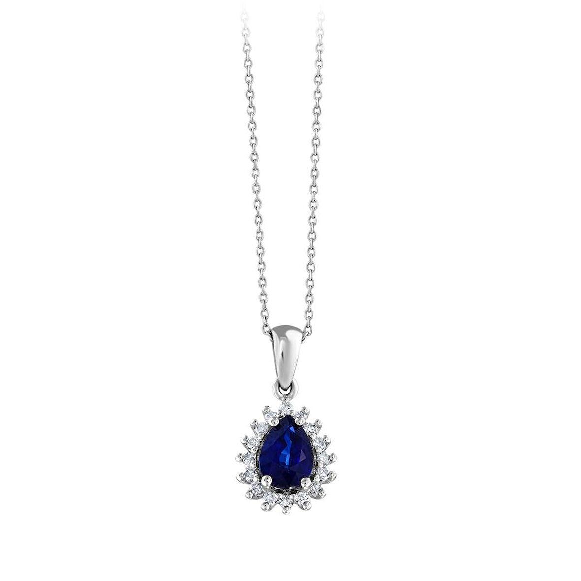 0.11 Karat Safir Taşlı Pırlanta Kolye