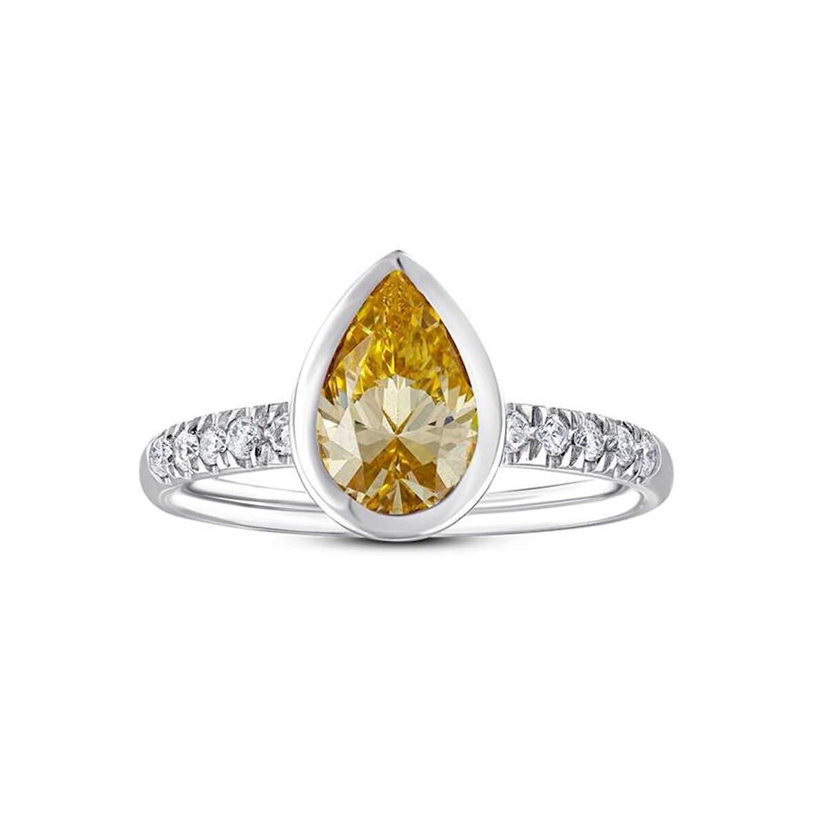 Sarı Topaz Taşlı Pırlanta Yüzük