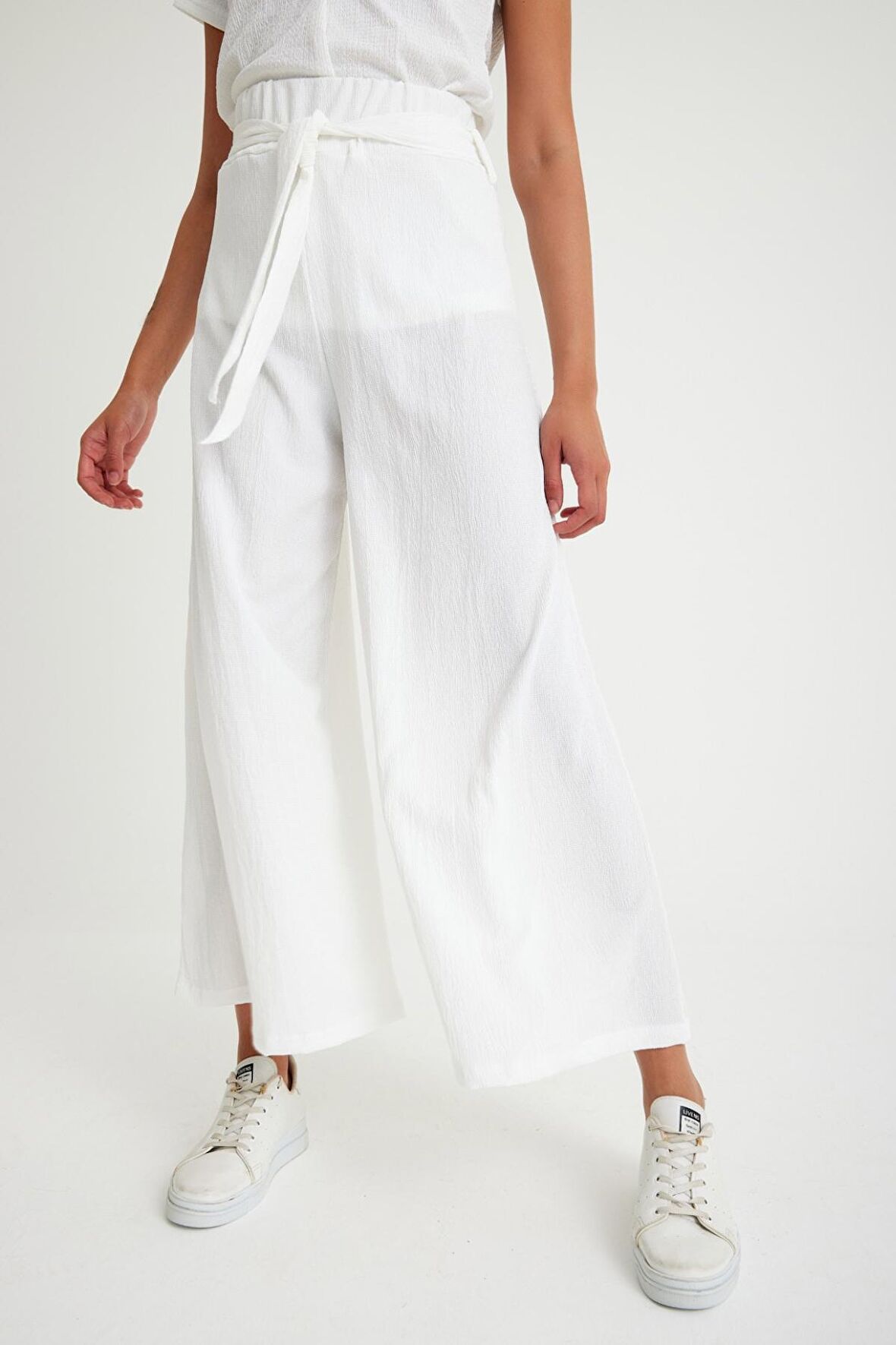 Barbora Kemerli Pantolon Şalvar bt345beyaz