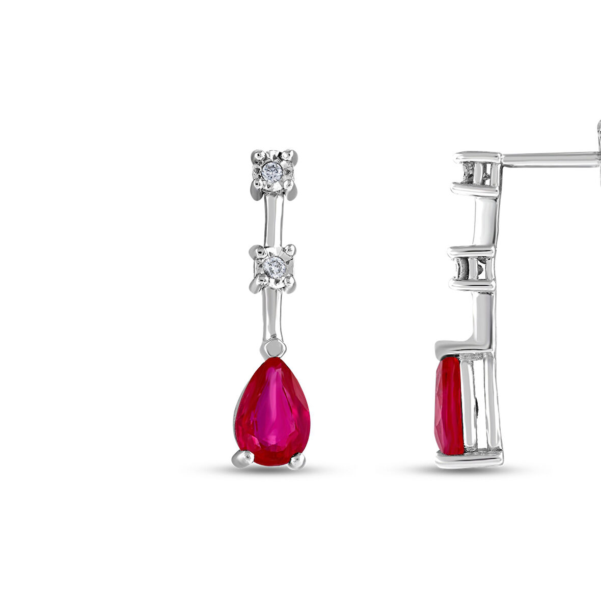 0.03 Karat Yakut Taşlı Pırlanta Küpe