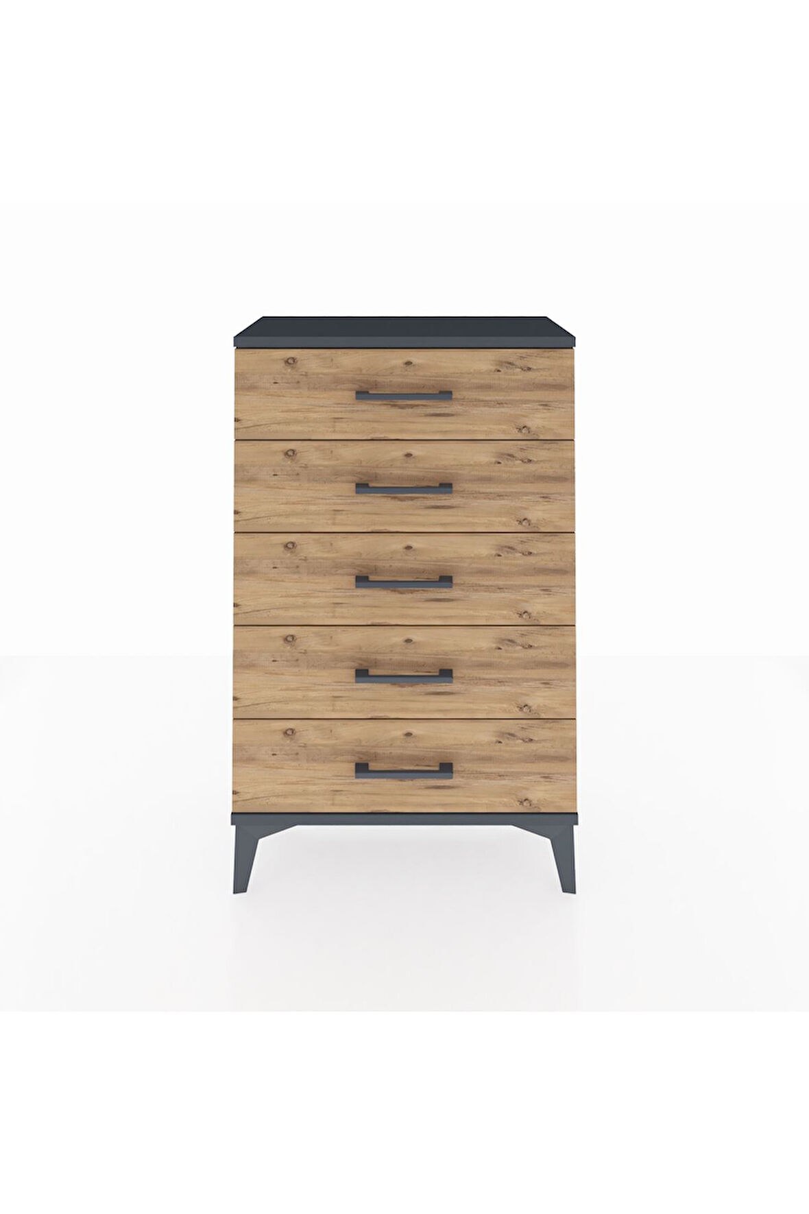 Arges Komodin 5 Çekmeceli 60x30x96 Antrasit-Çam