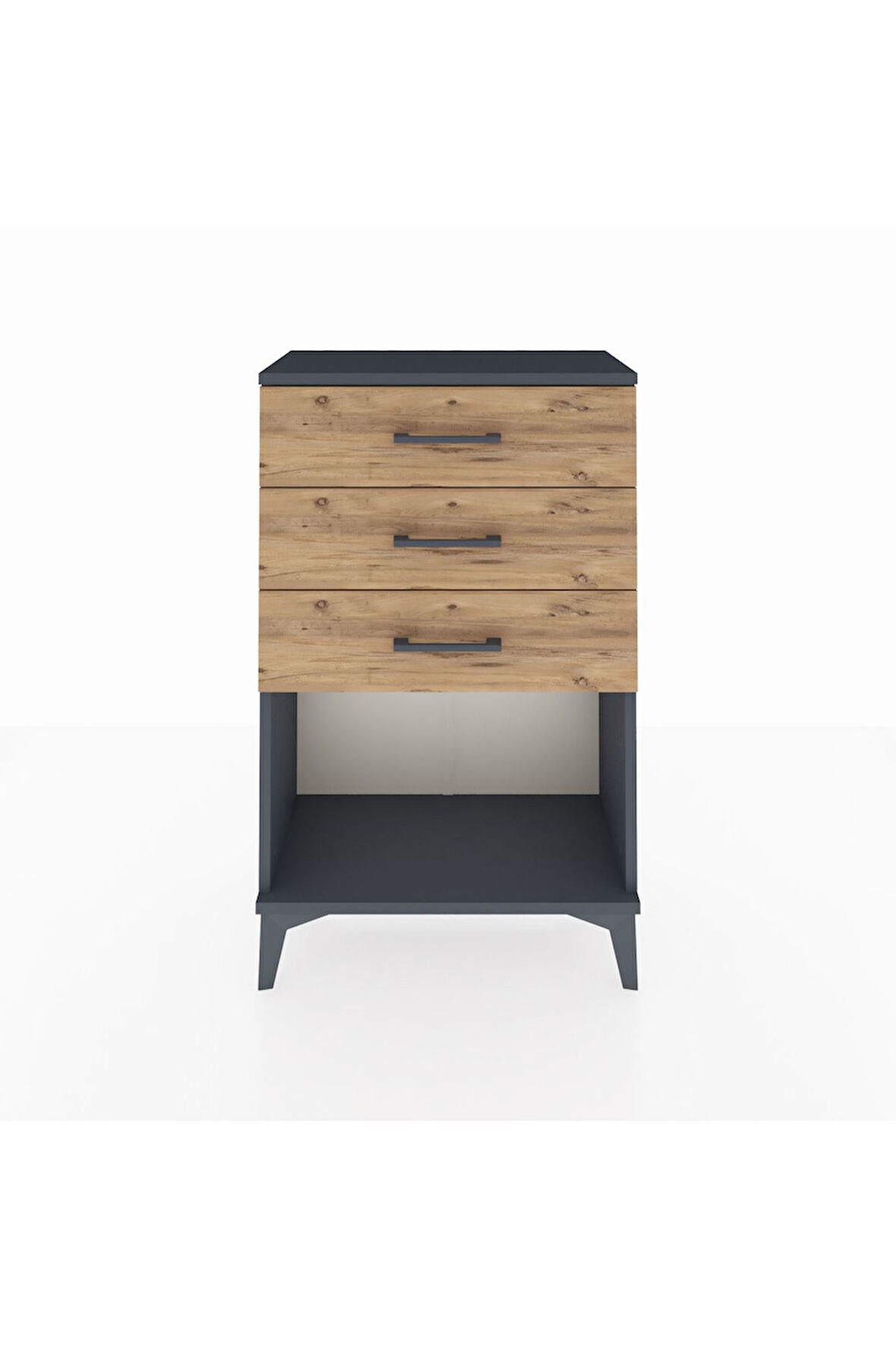 Arges Komodin 3 Çekmeceli 60x30x96 Antrasit-Çam