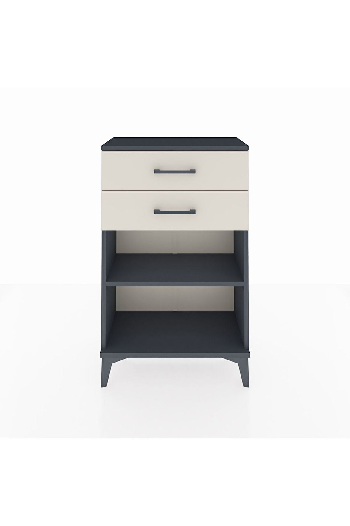 Arges Komodin Tek Raflı 2 Çekmeceli 60x30x96 Antrasit-Aytaşı