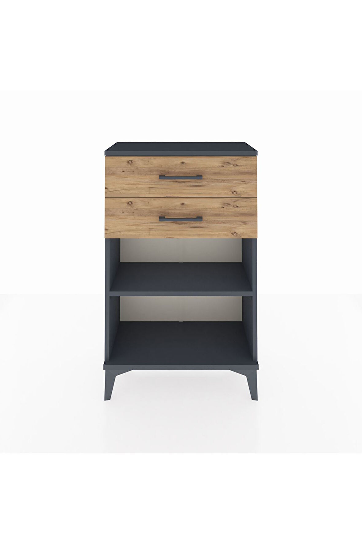 Arges Komodin Tek Raflı 2 Çekmeceli 60x30x96 Antrasit-Çam