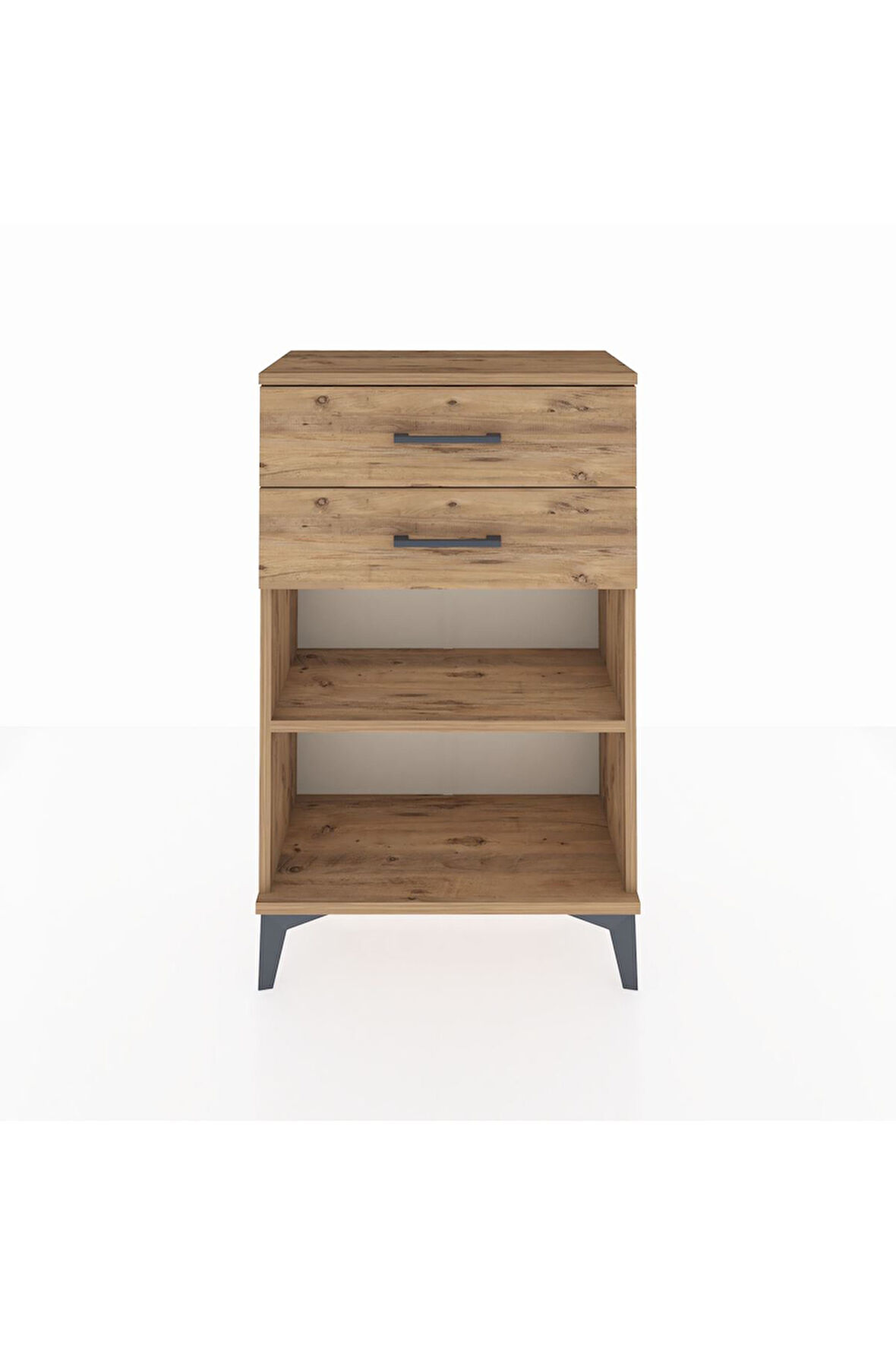 Arges Komodin Tek Raflı 2 Çekmeceli 60x30x96 Çam-Çam