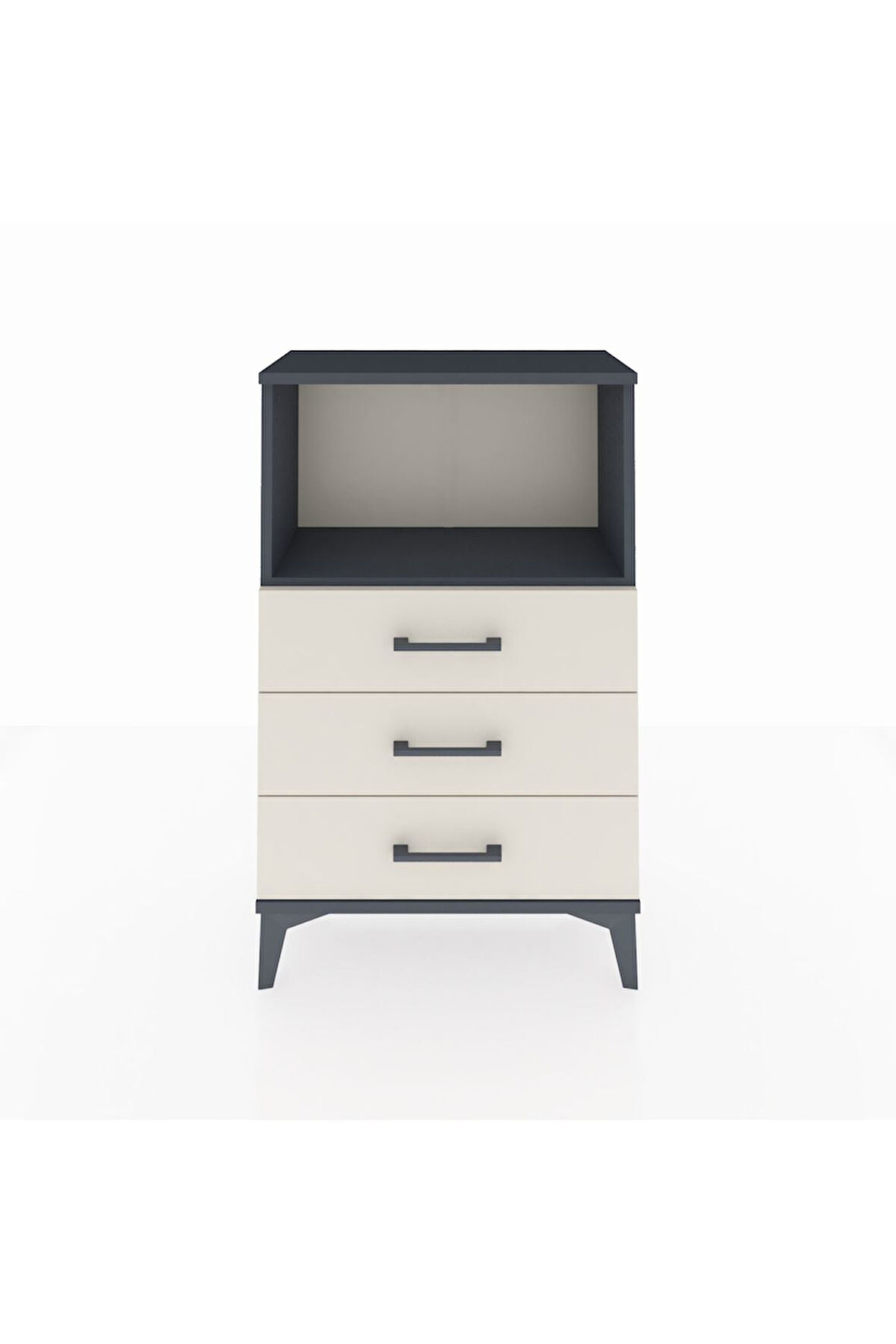 Arges Komodin Tek Raflı 3 Çekmeceli 60x30x96 Antrasit-Aytaşı