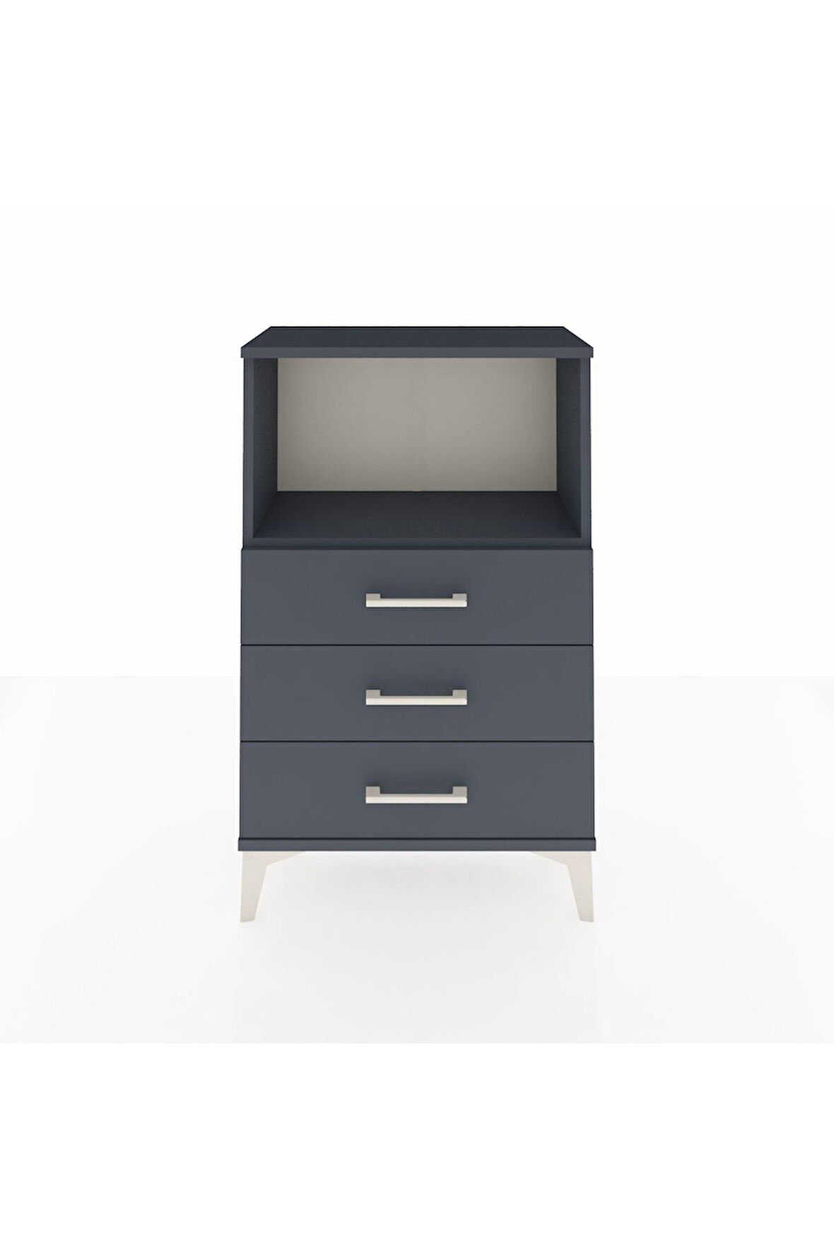 Arges Komodin Tek Raflı 3 Çekmeceli 60x30x96 Antrasit-Antrasit