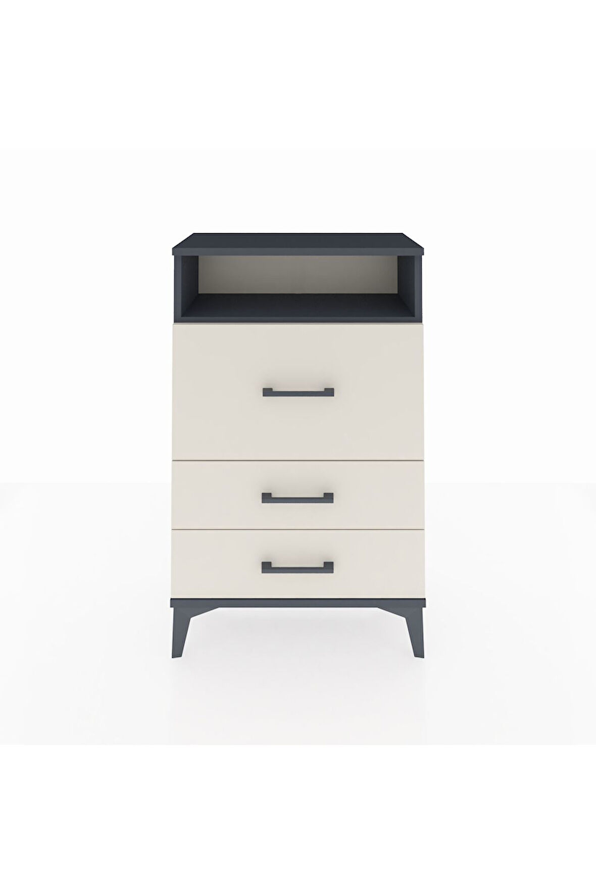 Arges Komodin Tek Raflı 3 Çekmeceli 60x30x96 Antrasit-Aytaşı