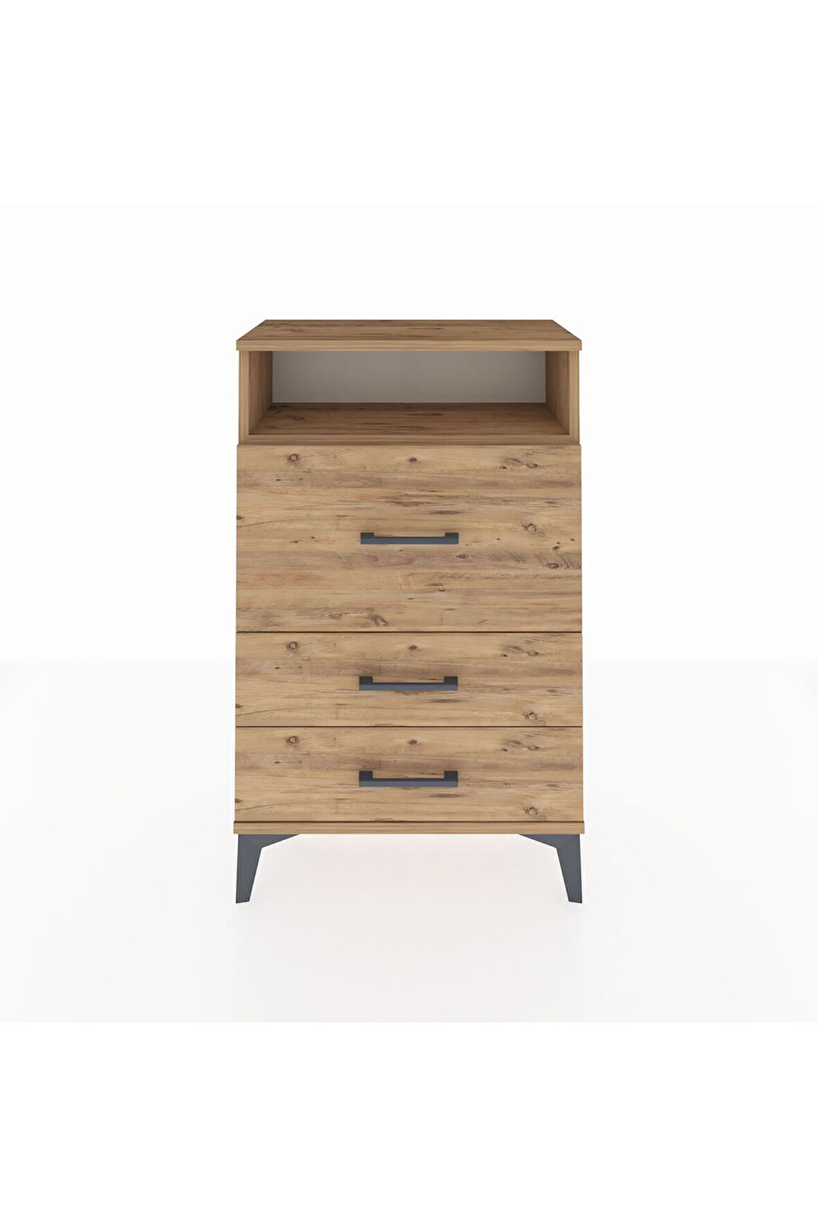 Arges Komodin Tek Raflı 3 Çekmeceli 60x30x96 Çam-Çam