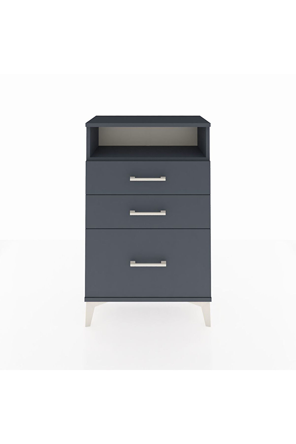 Arges Komodin Tek Raflı 3 Çekmeceli 60x30x96 Antrasit-Antrasit