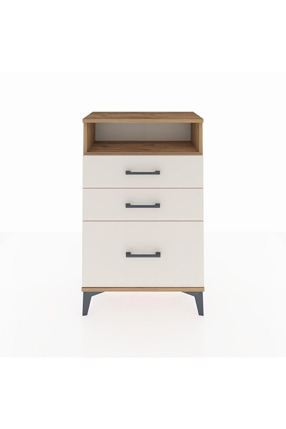 Arges Komodin Tek Raflı 3 Çekmeceli 60x30x96 Çam-Aytaşı