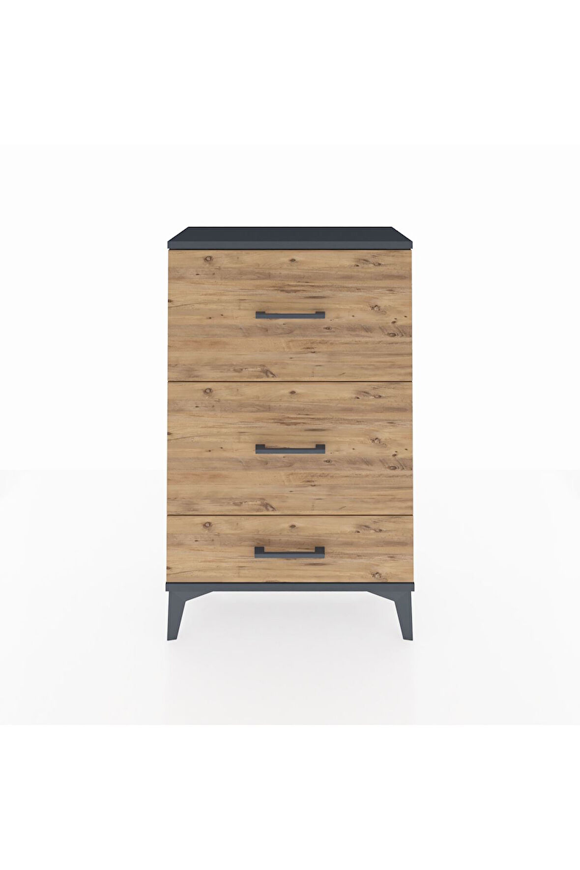 Arges Komodin 3 Çekmeceli 60x30x96 Antrasit-Çam