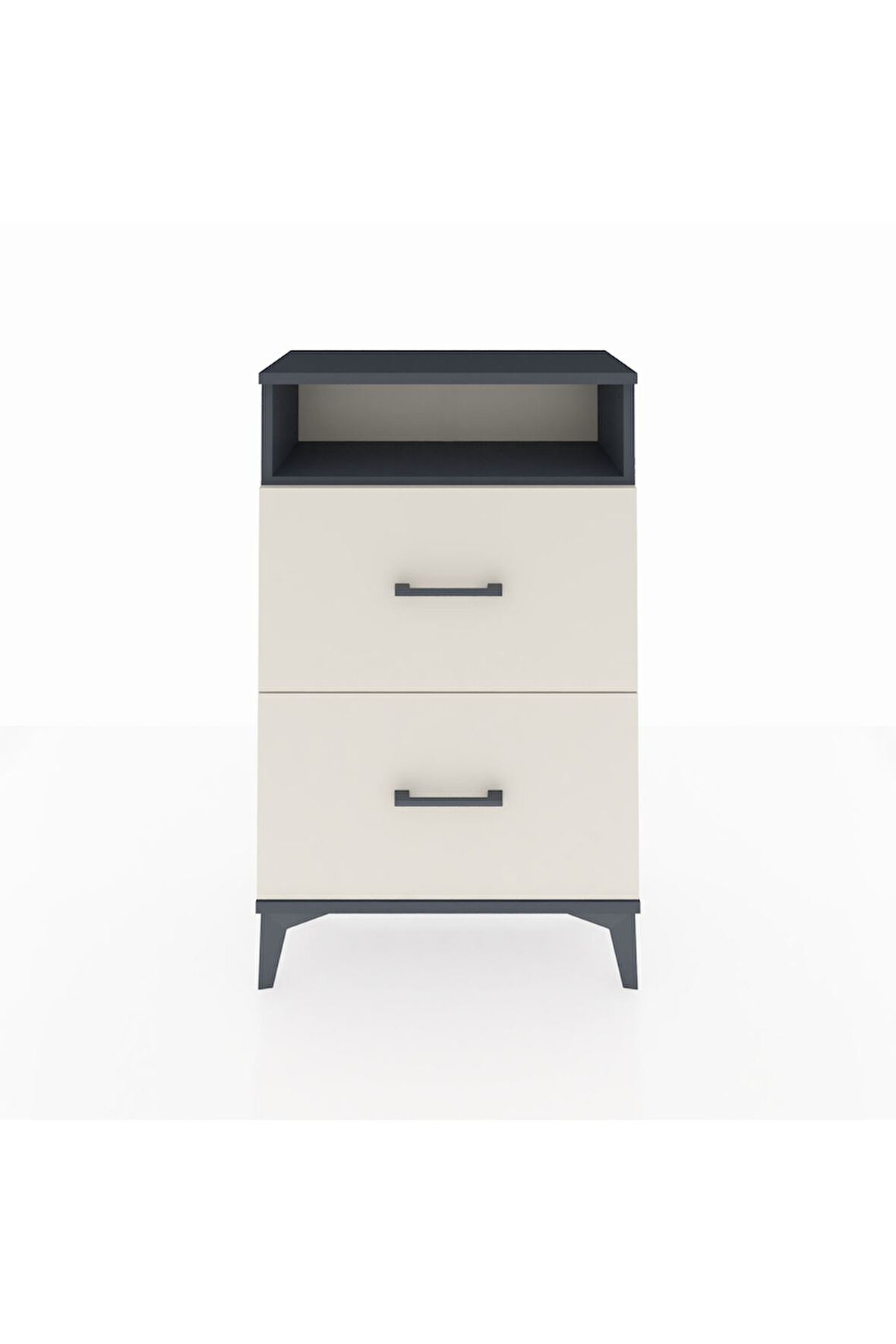 Arges Komodin Tek Raflı 2 Çekmeceli 60x30x96 Antrasit-Aytaşı