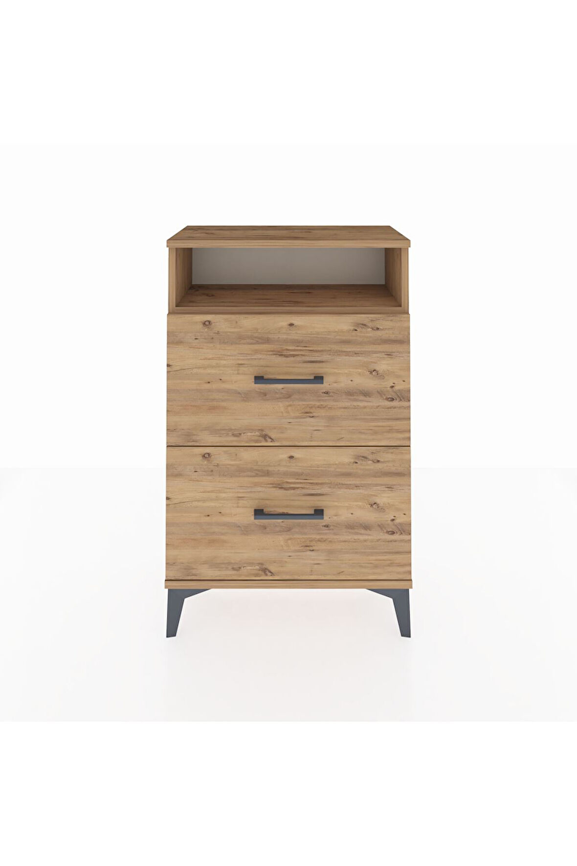 Arges Komodin Tek Raflı 2 Çekmeceli 60x30x96 Çam-Çam