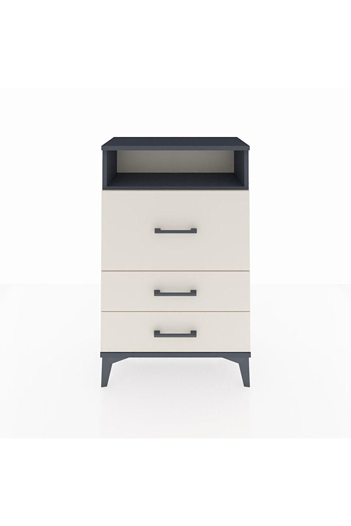 Arges Komodin Tek Raflı 3 Çekmeceli 60x30x96 Antrasit-Aytaşı