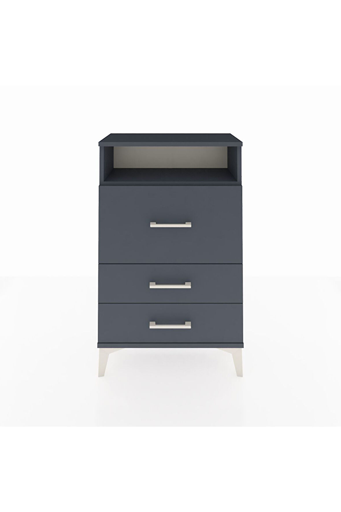 Arges Komodin Tek Raflı 3 Çekmeceli 60x30x96 Antrasit-Antrasit