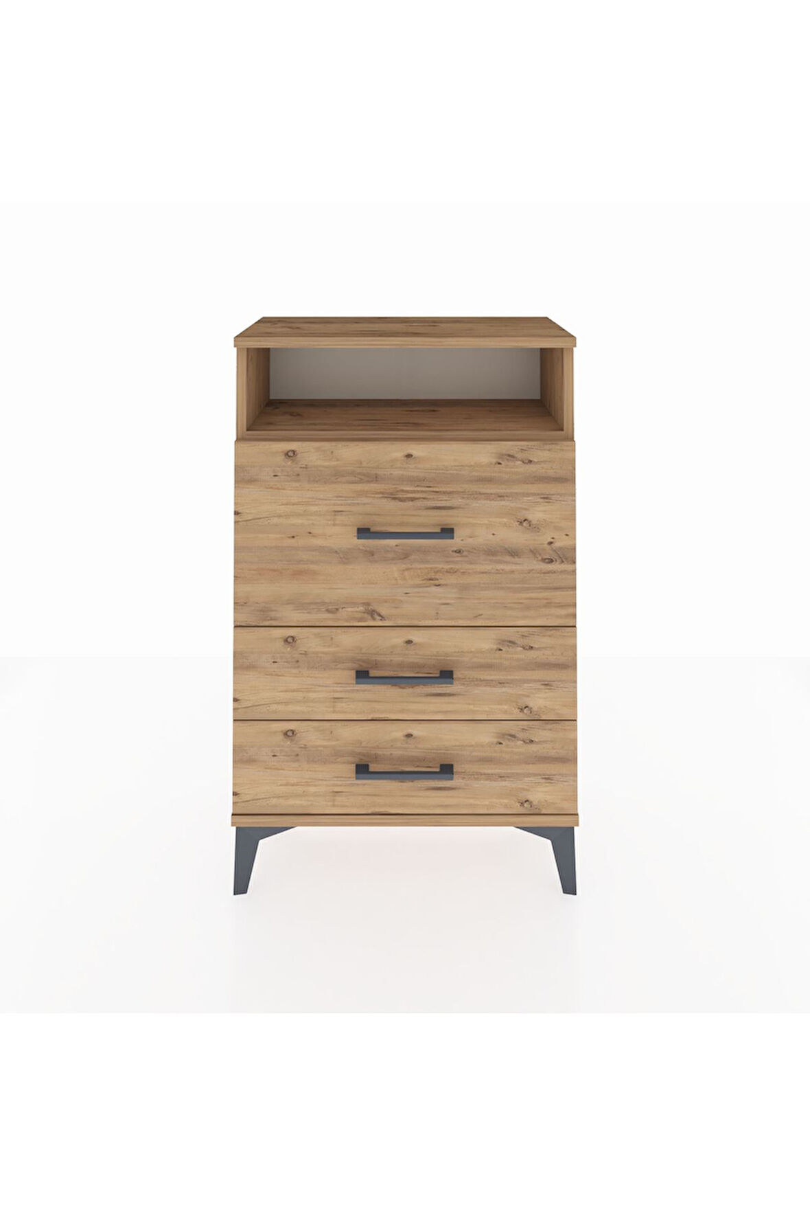 Arges Komodin Tek Raflı 3 Çekmeceli 60x30x96 Çam-Çam