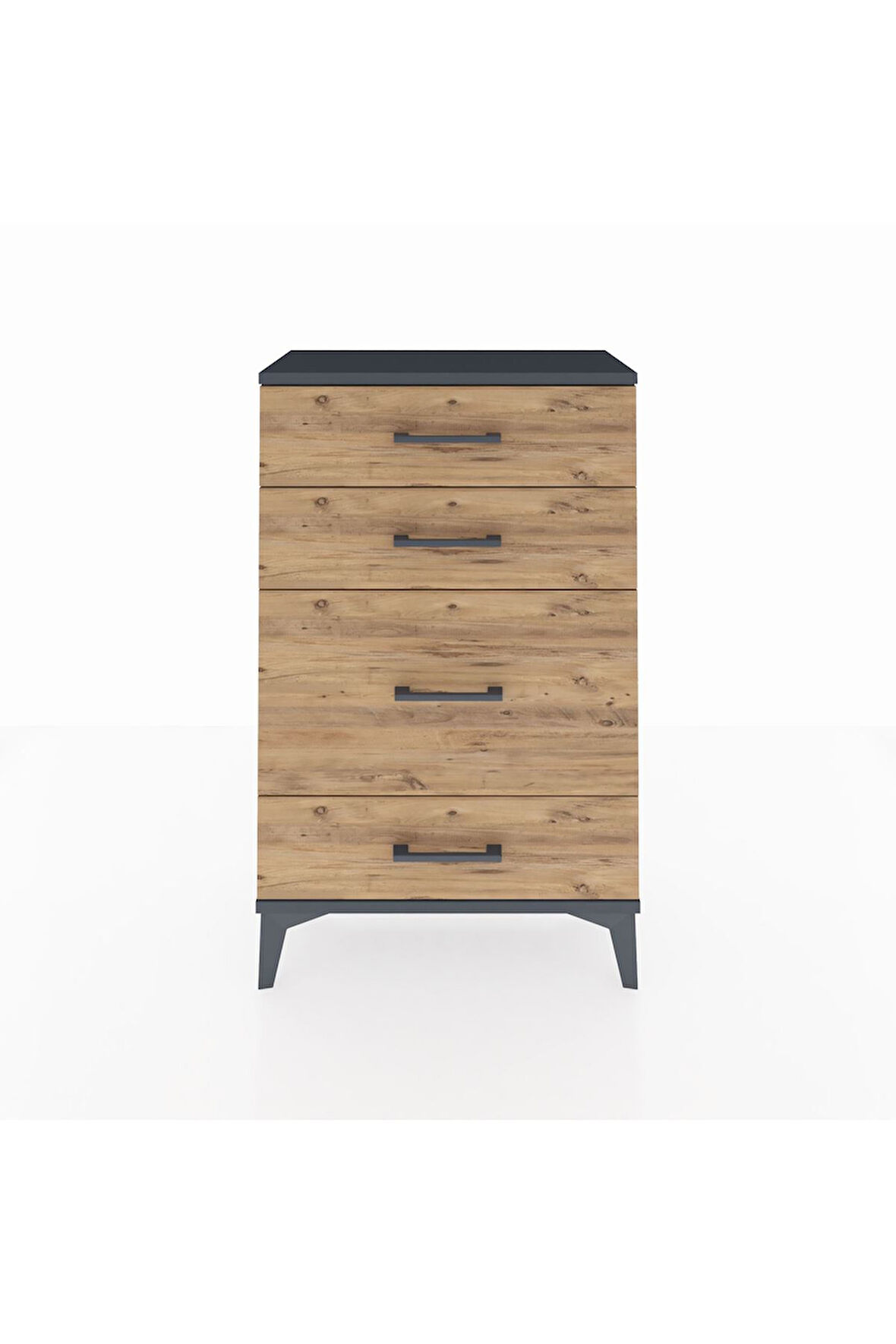 Arges Komodin 4 Çekmeceli 60x30x96 Antrasit-Çam