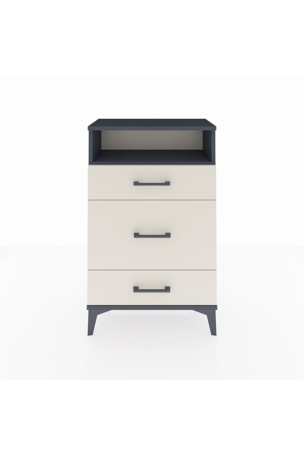 Arges Komodin Tek Raflı 3 Çekmeceli 60x30x96 Antrasit-Aytaşı