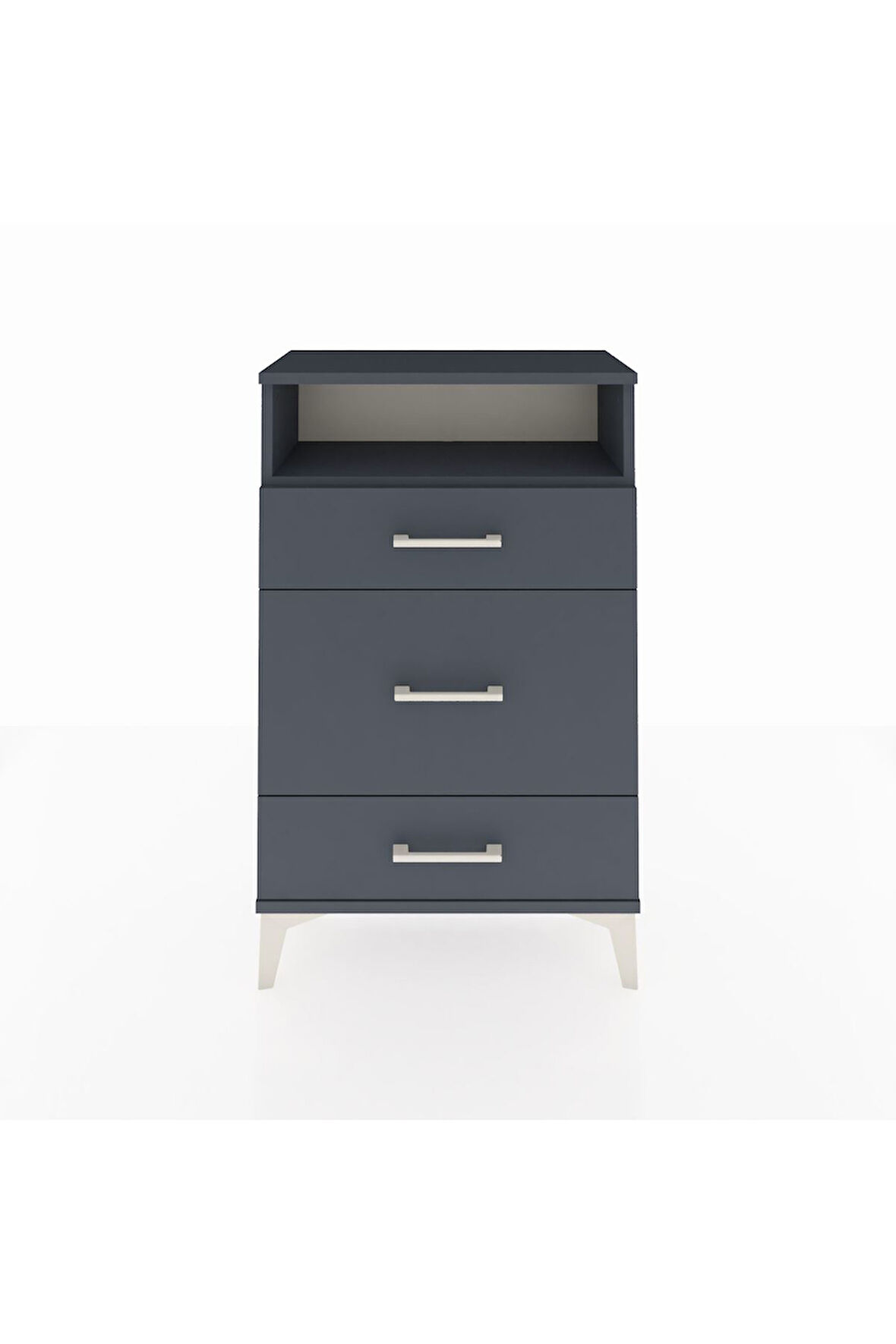 Arges Komodin Tek Raflı 3 Çekmeceli 60x30x96 Antrasit-Antrasit