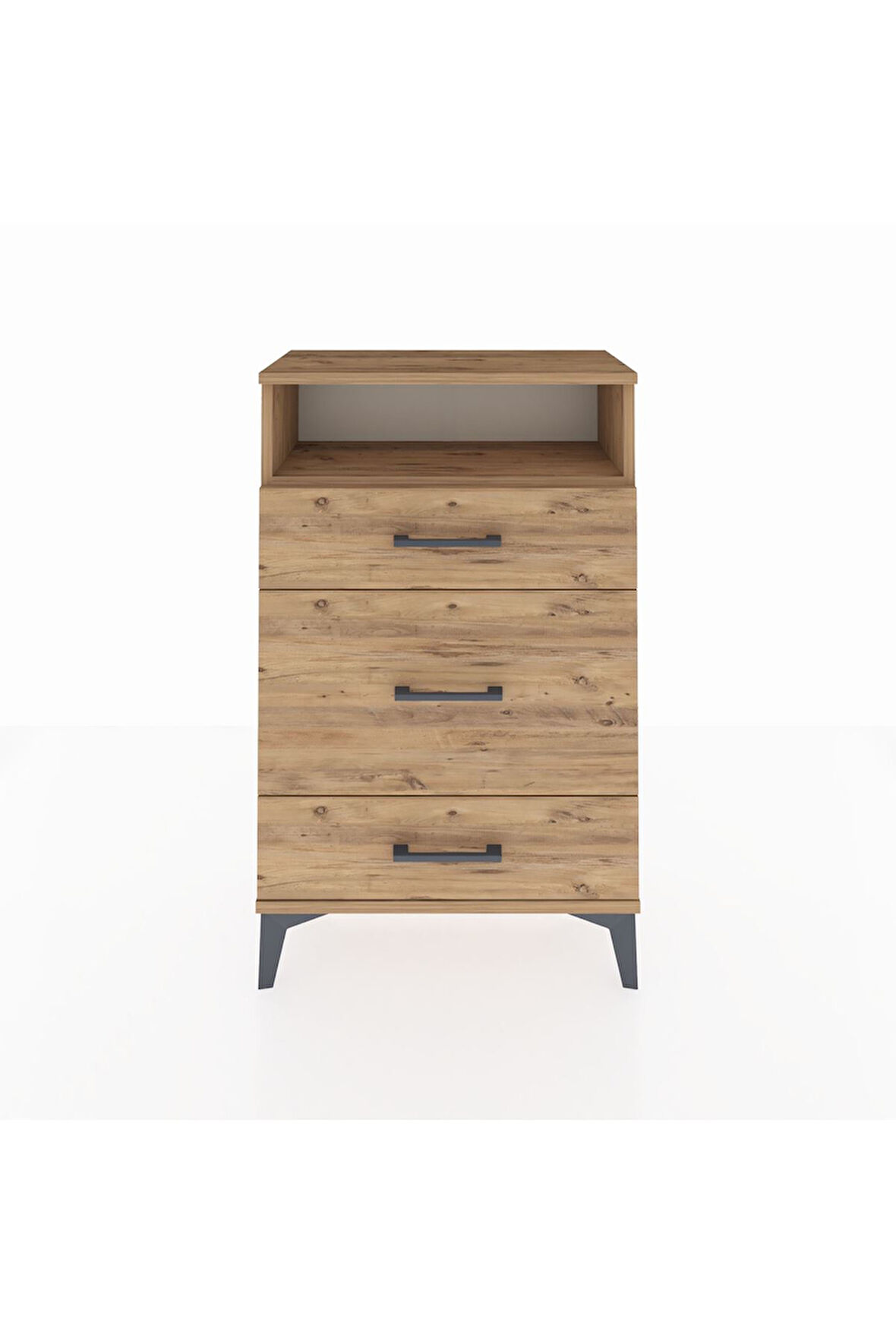 Arges Komodin Tek Raflı 3 Çekmeceli 60x30x96 Çam-Çam