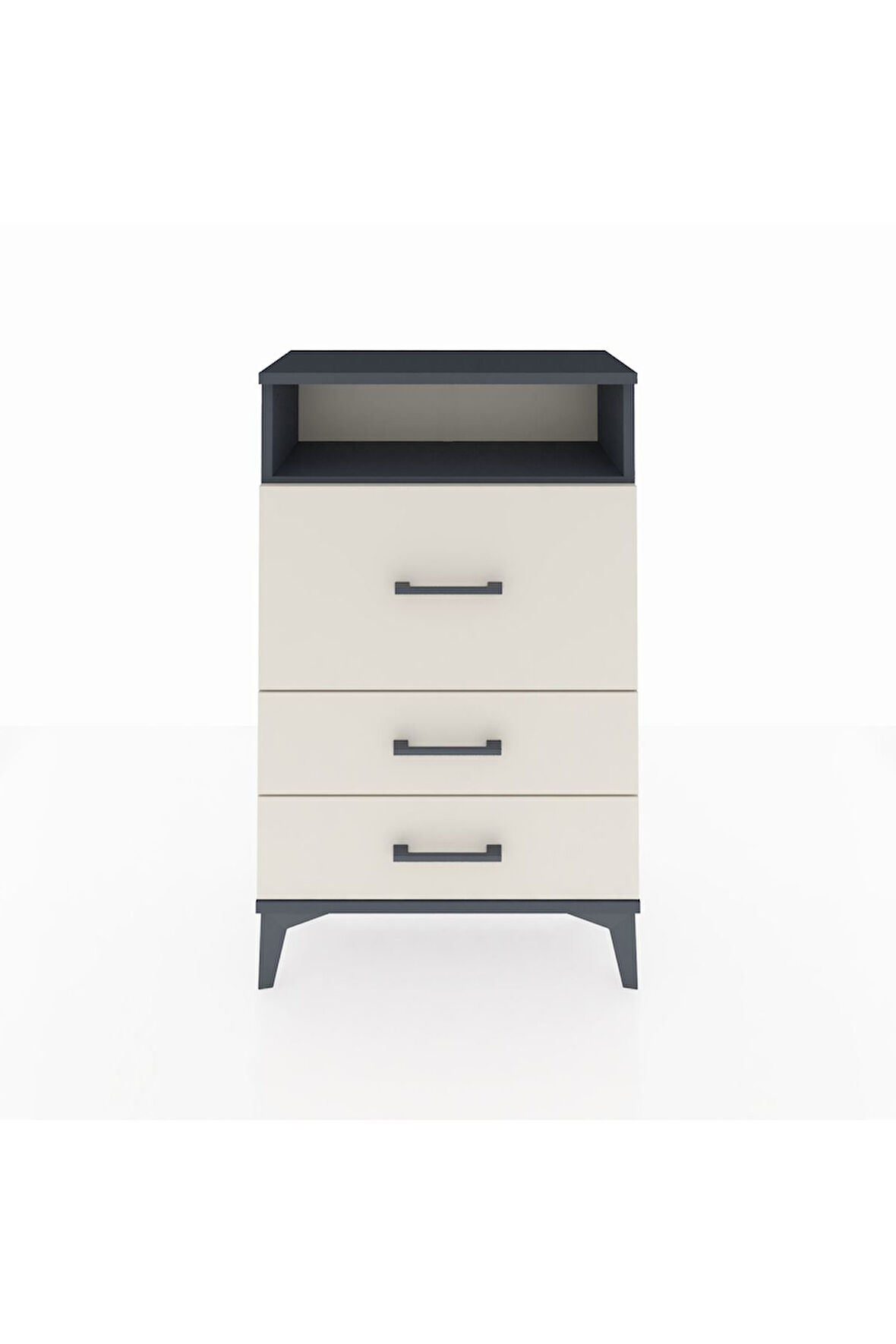 Arges Komodin Tek Raflı 3 Çekmeceli 60x30x96 Antrasit-Aytaşı