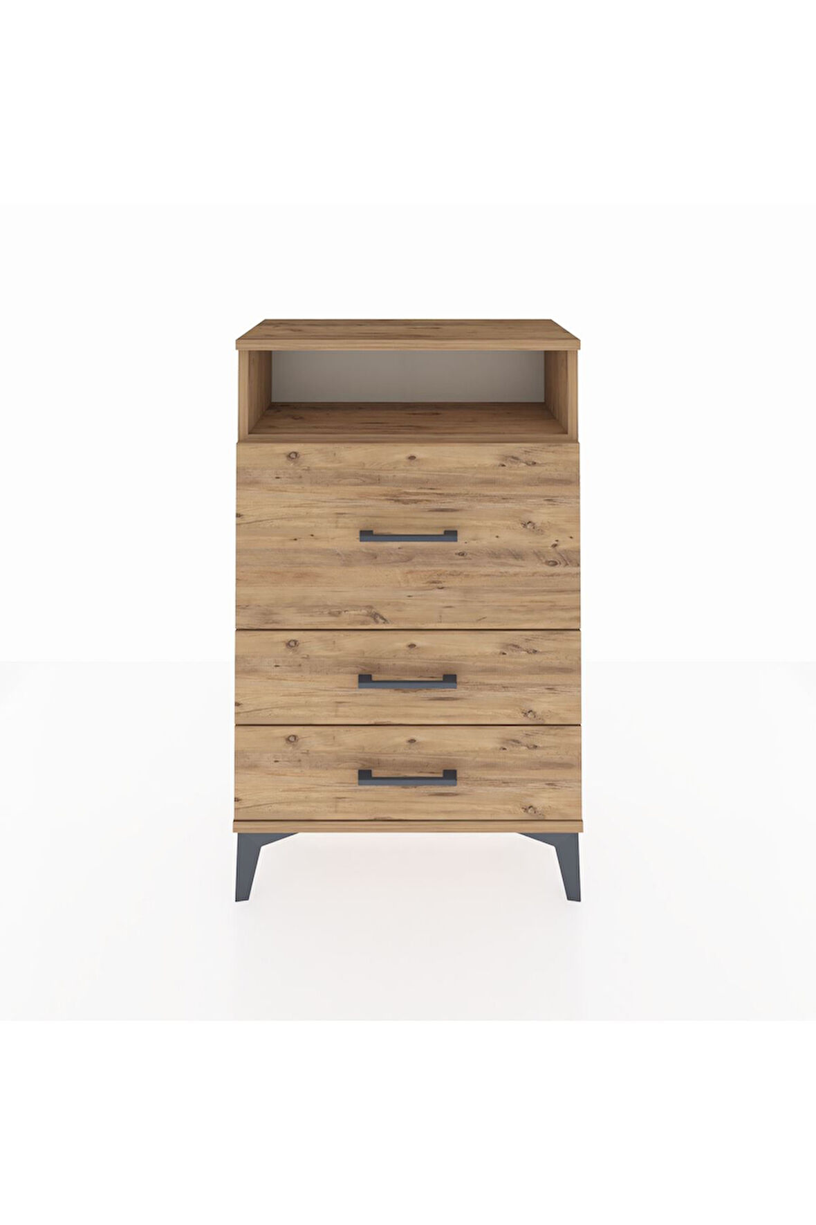 Arges Komodin Tek Raflı 3 Çekmeceli 60x30x96 Çam-Çam