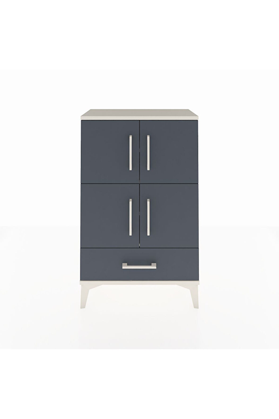 Arges Komodin 4 Raflı Tek Çekmeceli 4 Kapaklı 60x30x96 Aytaşı-Antrasit