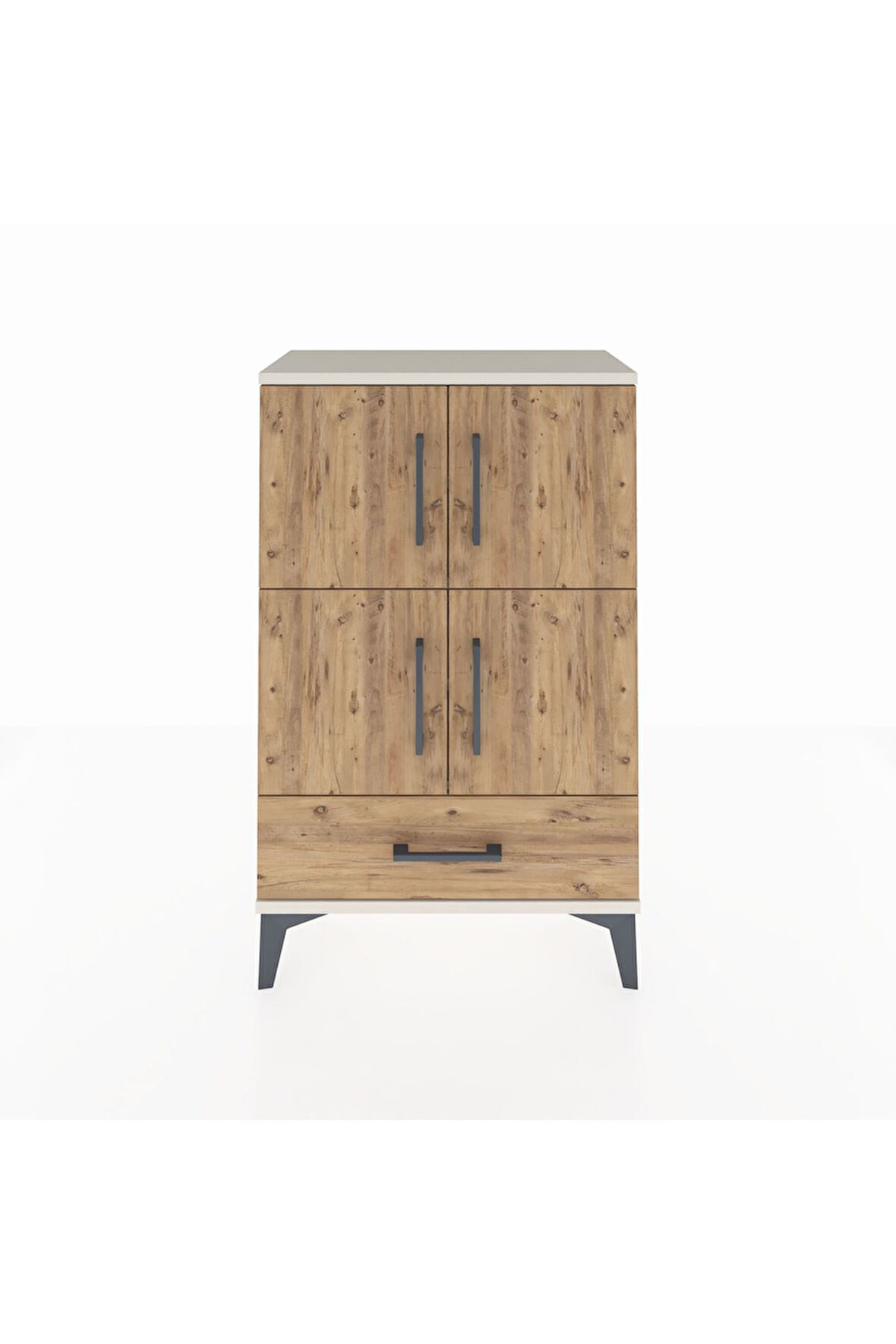 Arges Komodin 4 Raflı Tek Çekmeceli 4 Kapaklı 60x30x96 Aytaşı-Çam