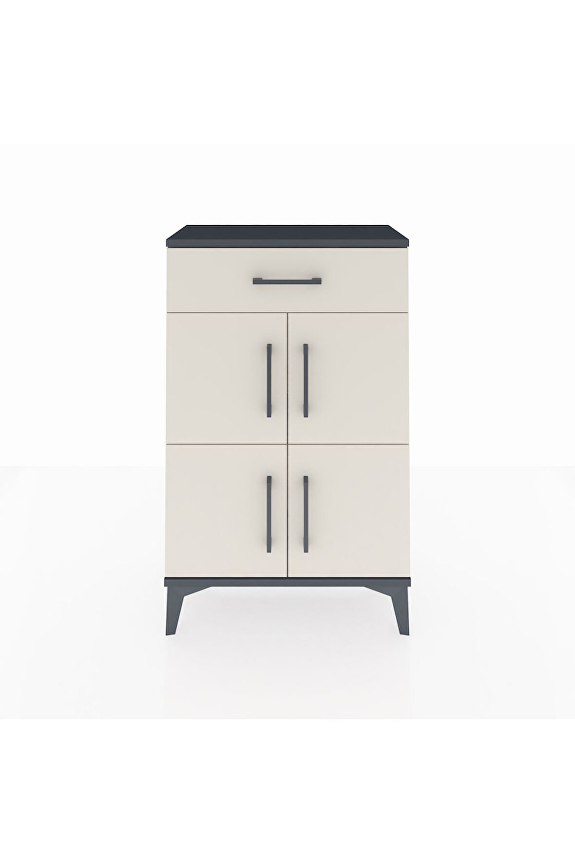 Arges Komodin Tek Raflı Tek Çekmeceli 4 Kapaklı 60x30x96 Antrasit-Aytaşı