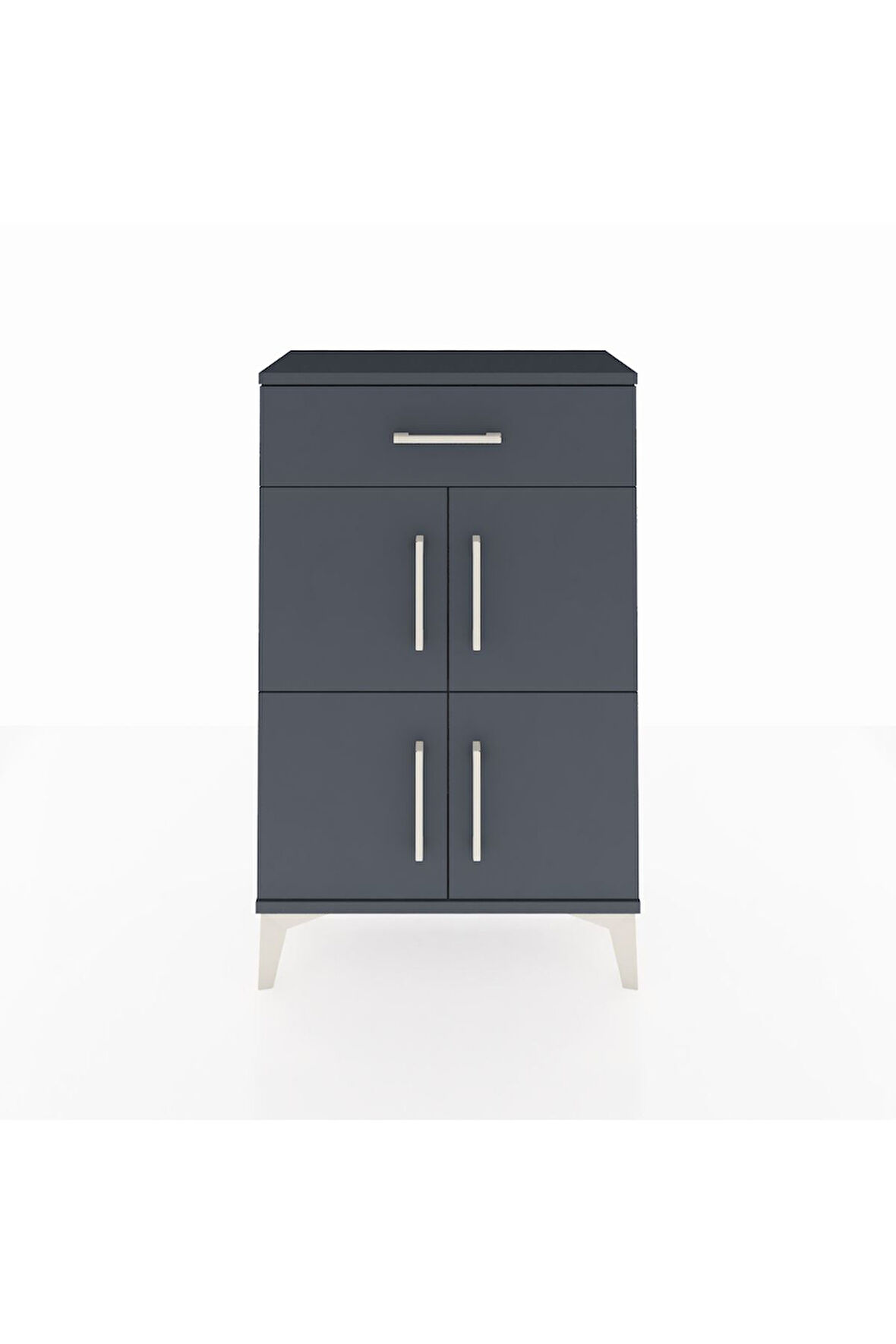 Arges Komodin Tek Raflı Tek Çekmeceli 4 Kapaklı 60x30x96 Antrasit-Antrasit