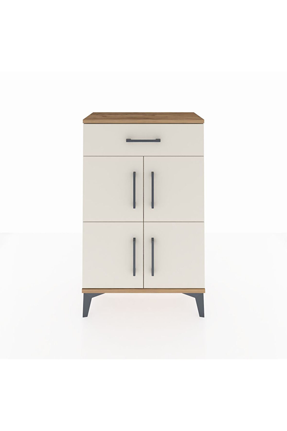 Arges Komodin Tek Raflı Tek Çekmeceli 4 Kapaklı 60x30x96 Çam-Aytaşı