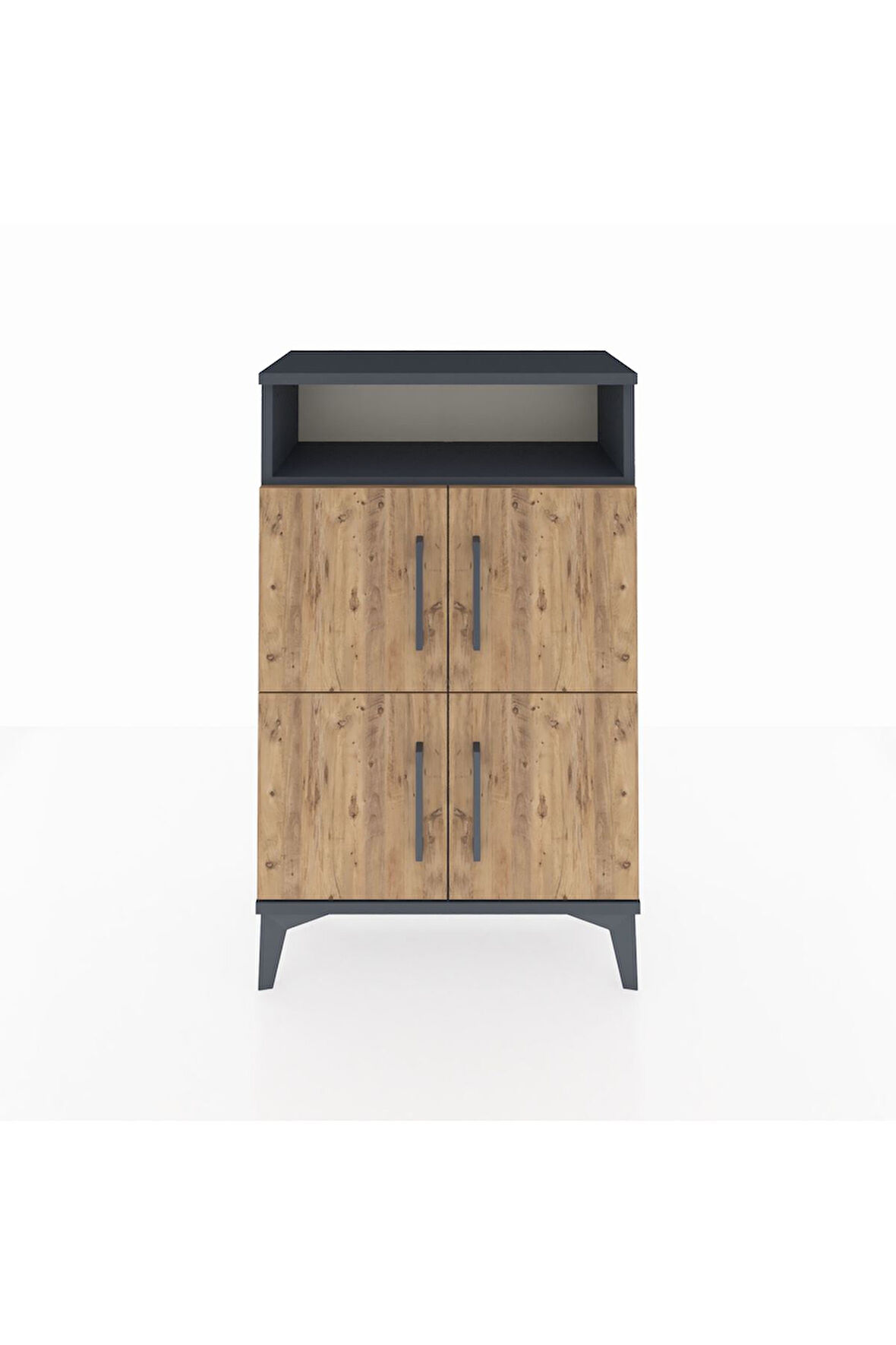 Arges Komodin Tek Raflı 4 Kapaklı 60x30x96 Antrasit-Çam